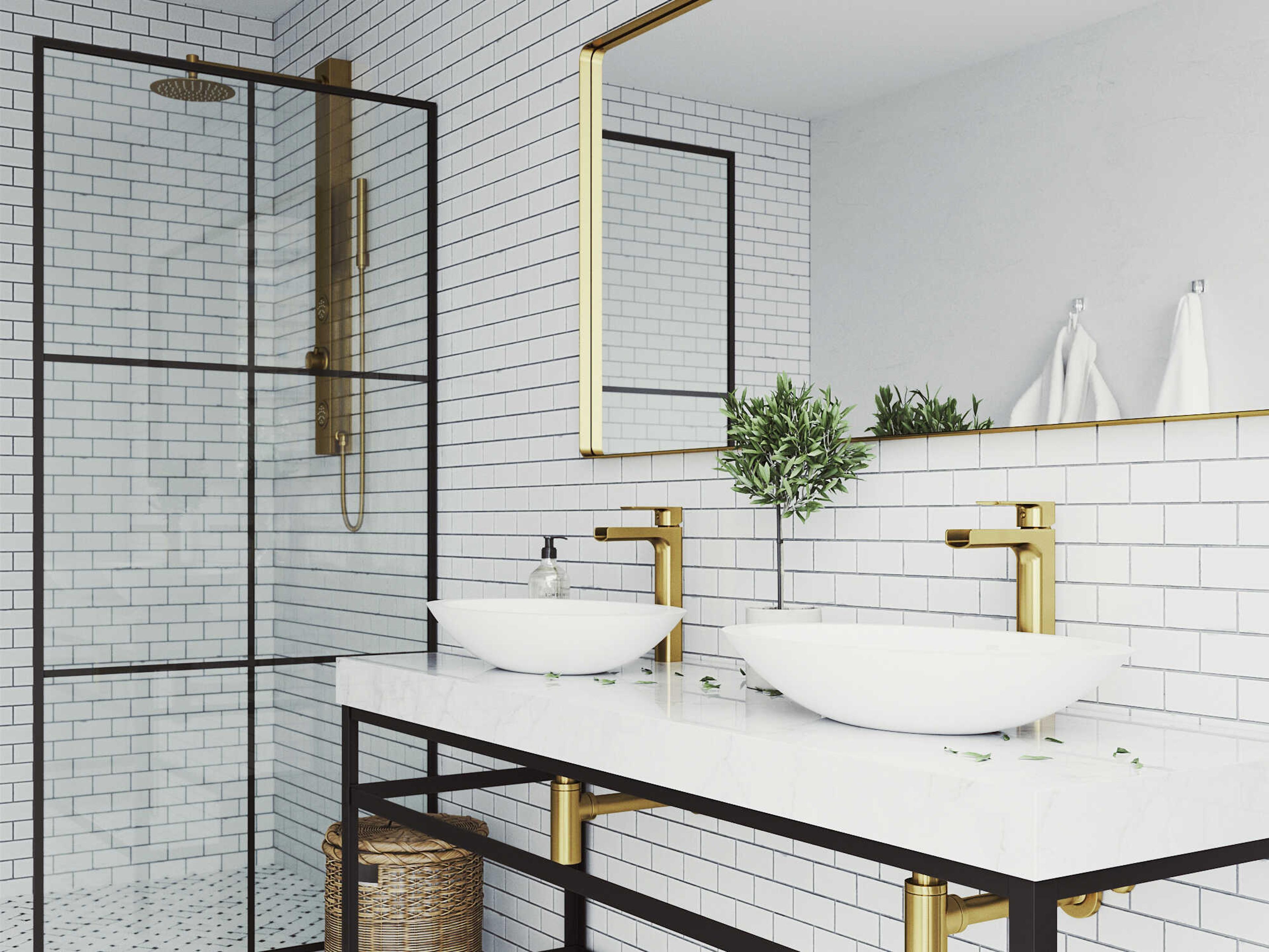 Vigo Amada Matte Brushed Gold Single-Handle Waterfall Vessel Bathroom Faucet