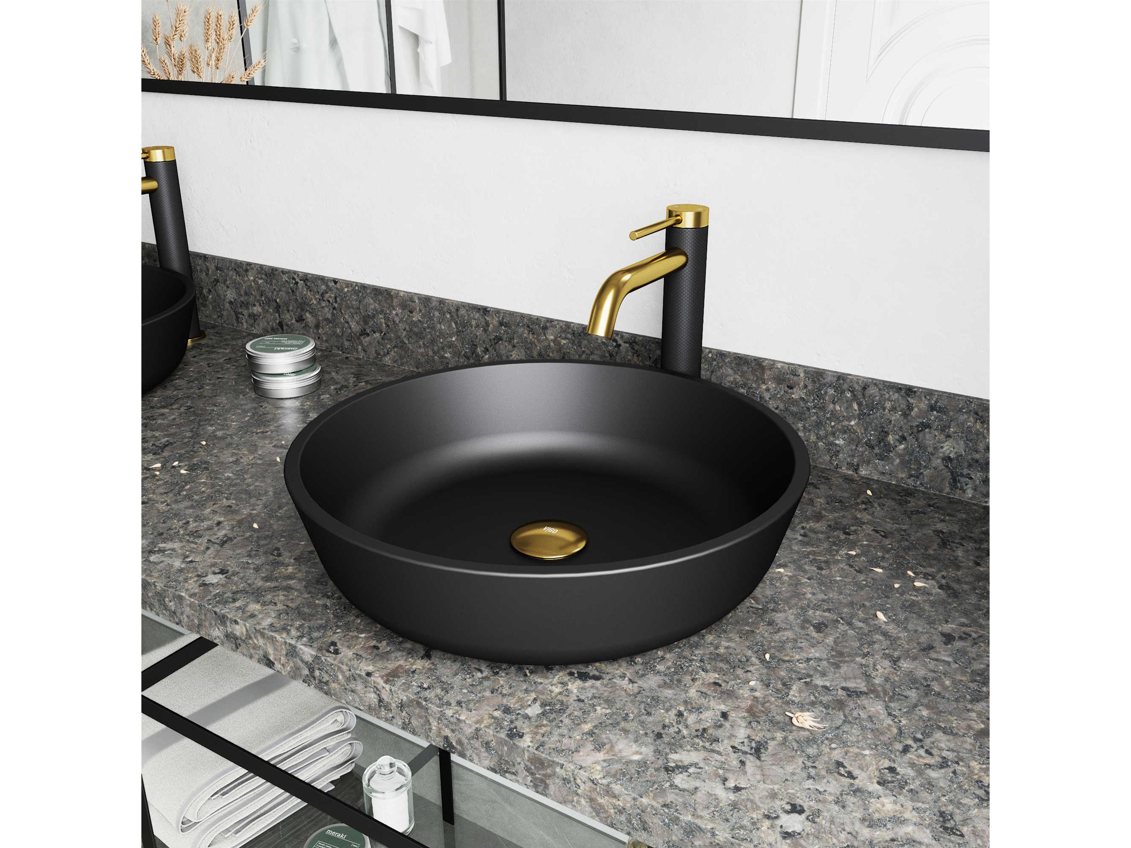 Vigo Lexington Matte Gold / Matte Black Vessel Bathroom Faucet