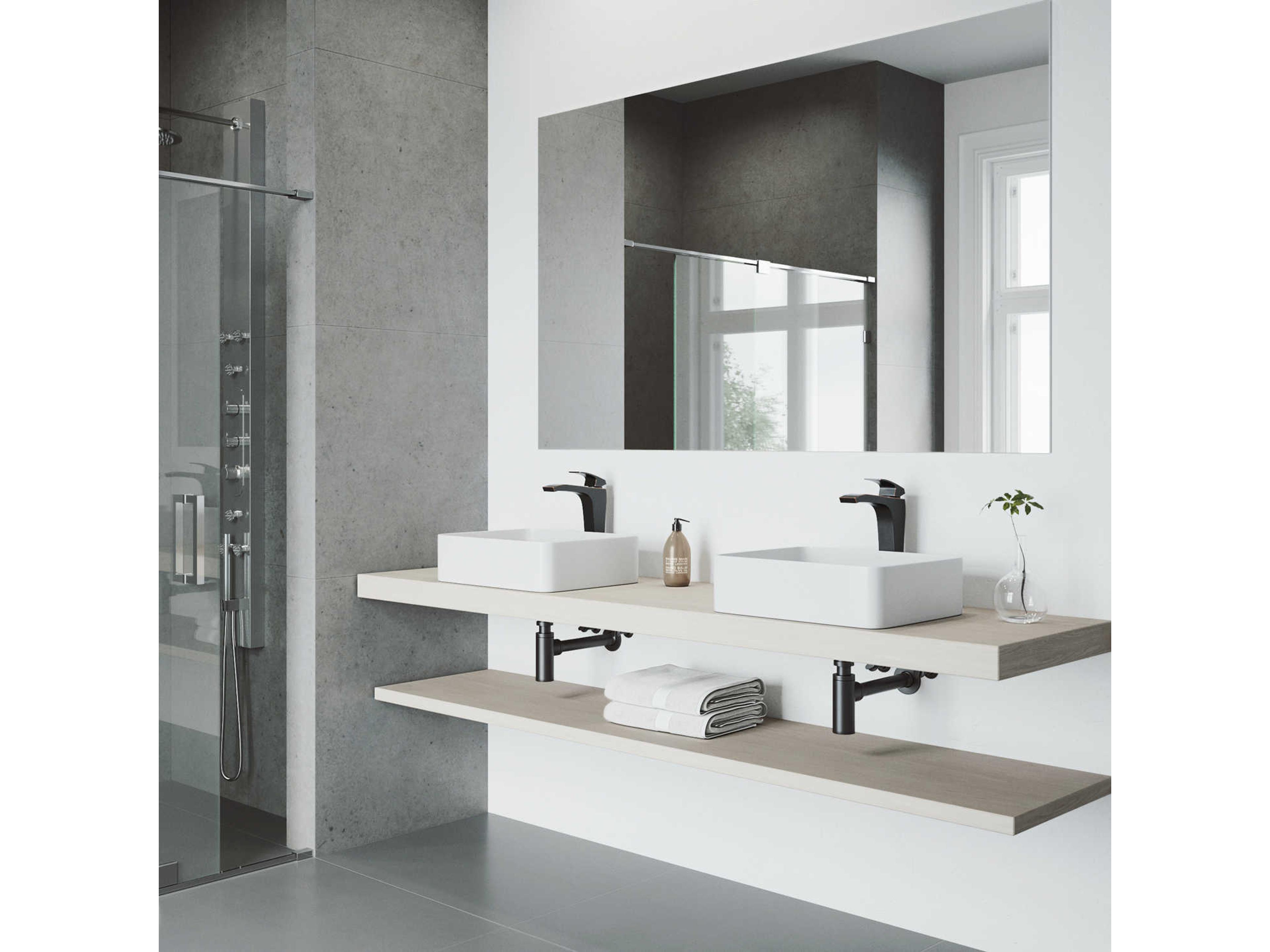 Vigo Jasmine Matte White 18" Rectangular Vessel Bathroom Sink