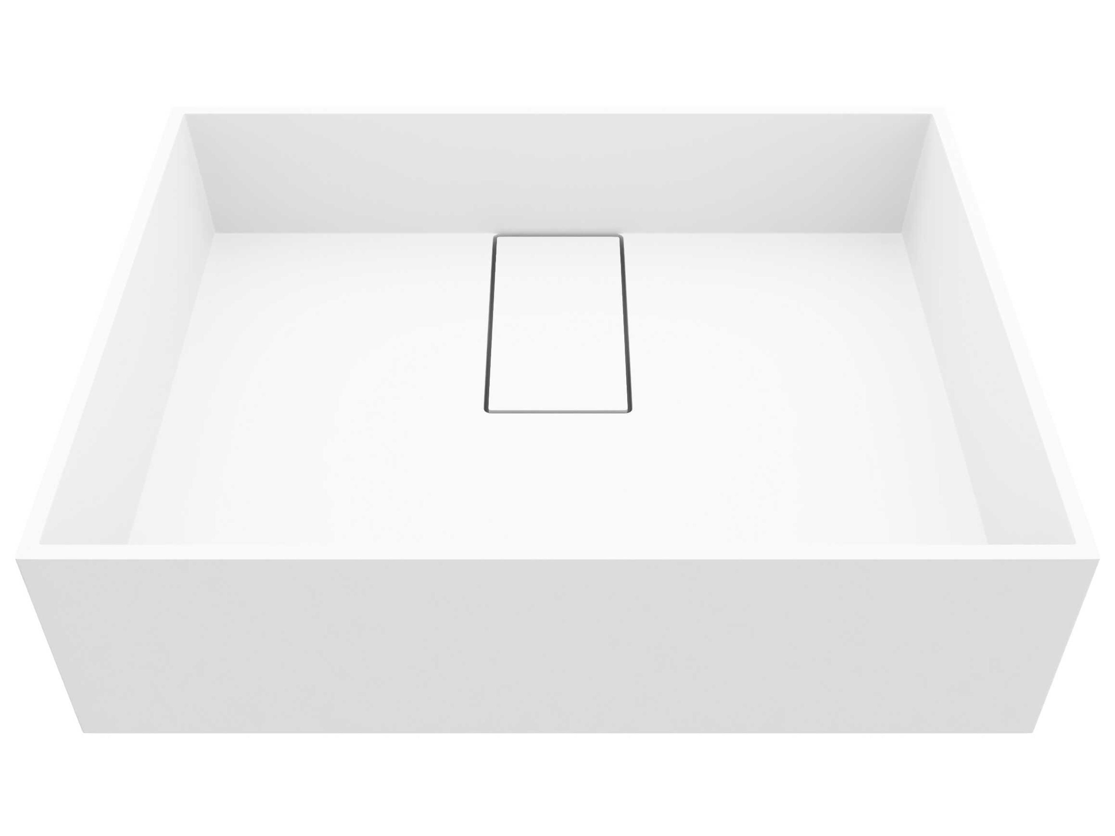 Bryant Modern White Matte Stone Rectangular Vessel Bathroom Sink
