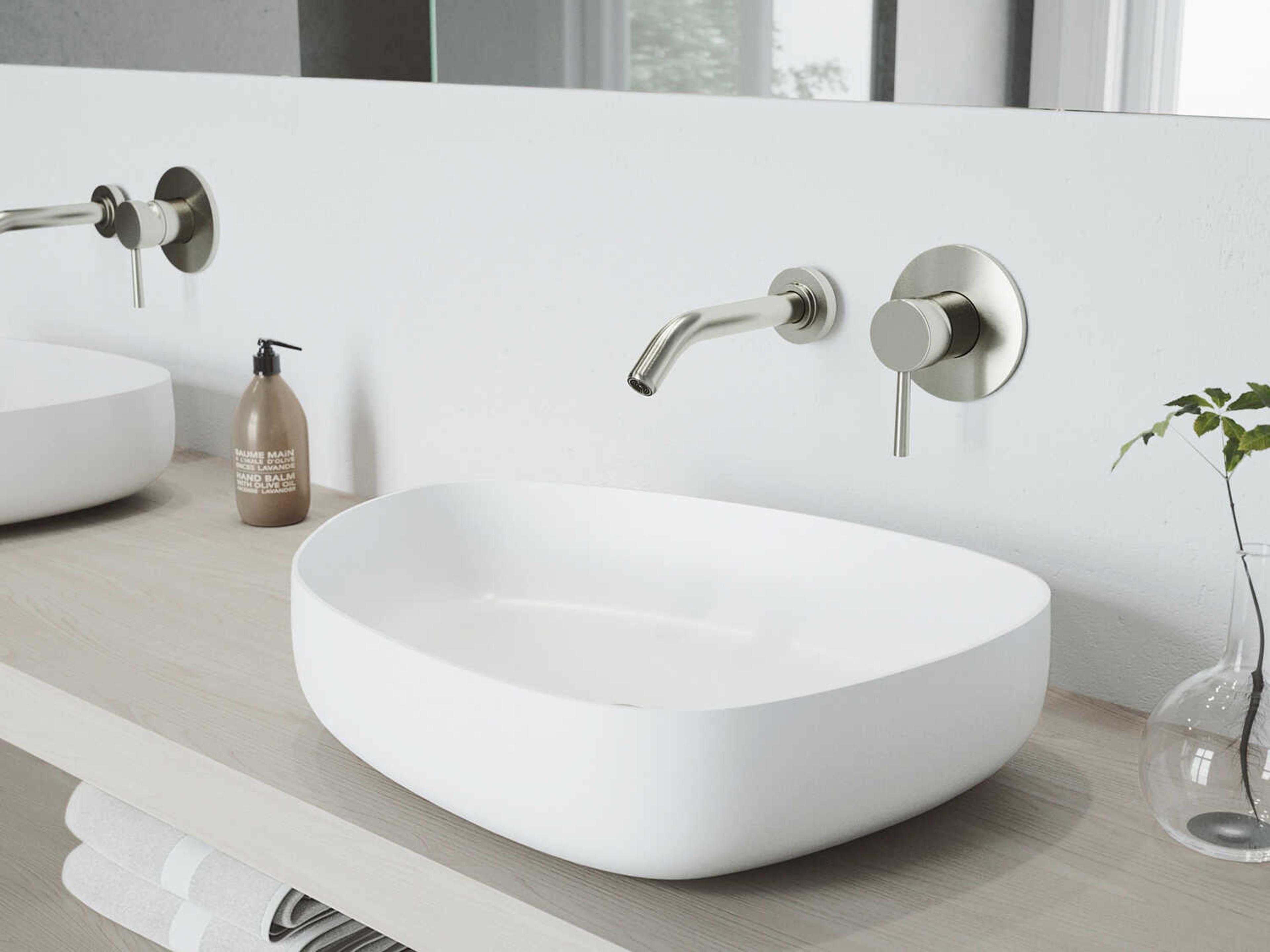 Vigo Olus Brushed Nickel 1-Handle Wall-Mount Bathroom Faucet