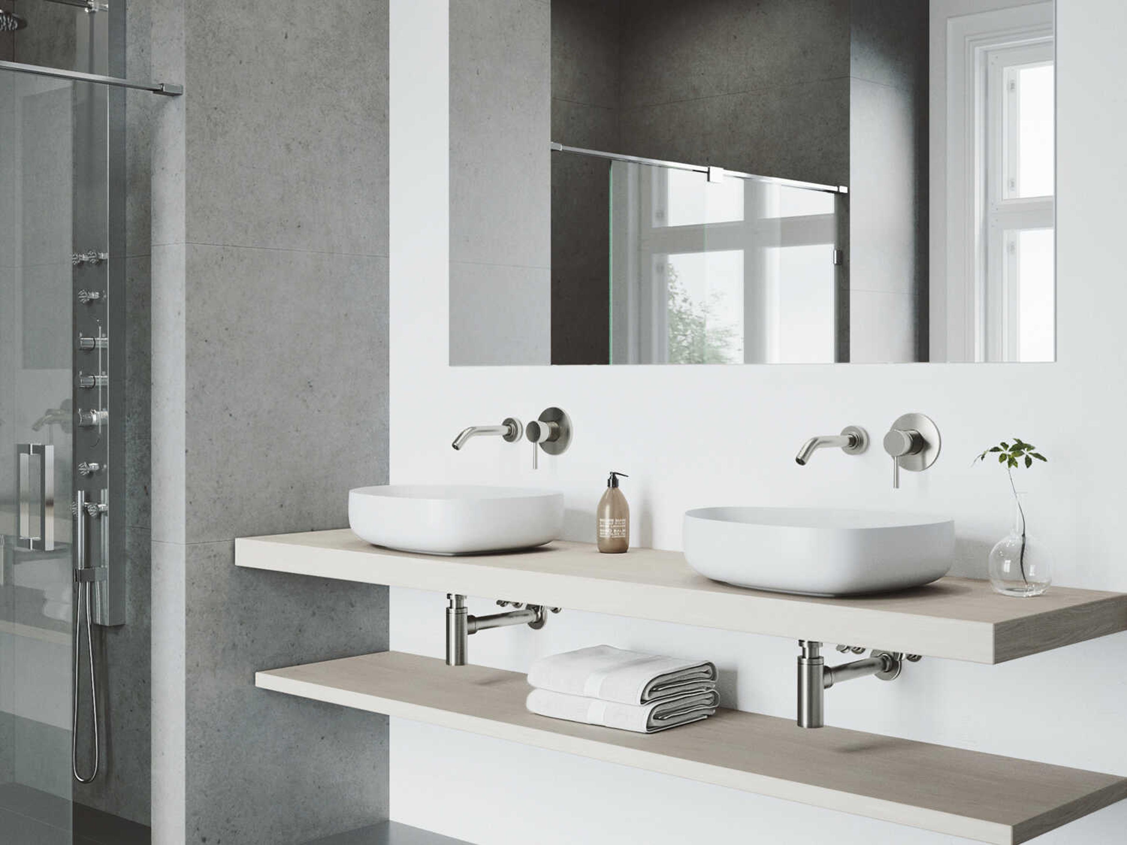 Vigo Olus Brushed Nickel 1-Handle Wall-Mount Bathroom Faucet