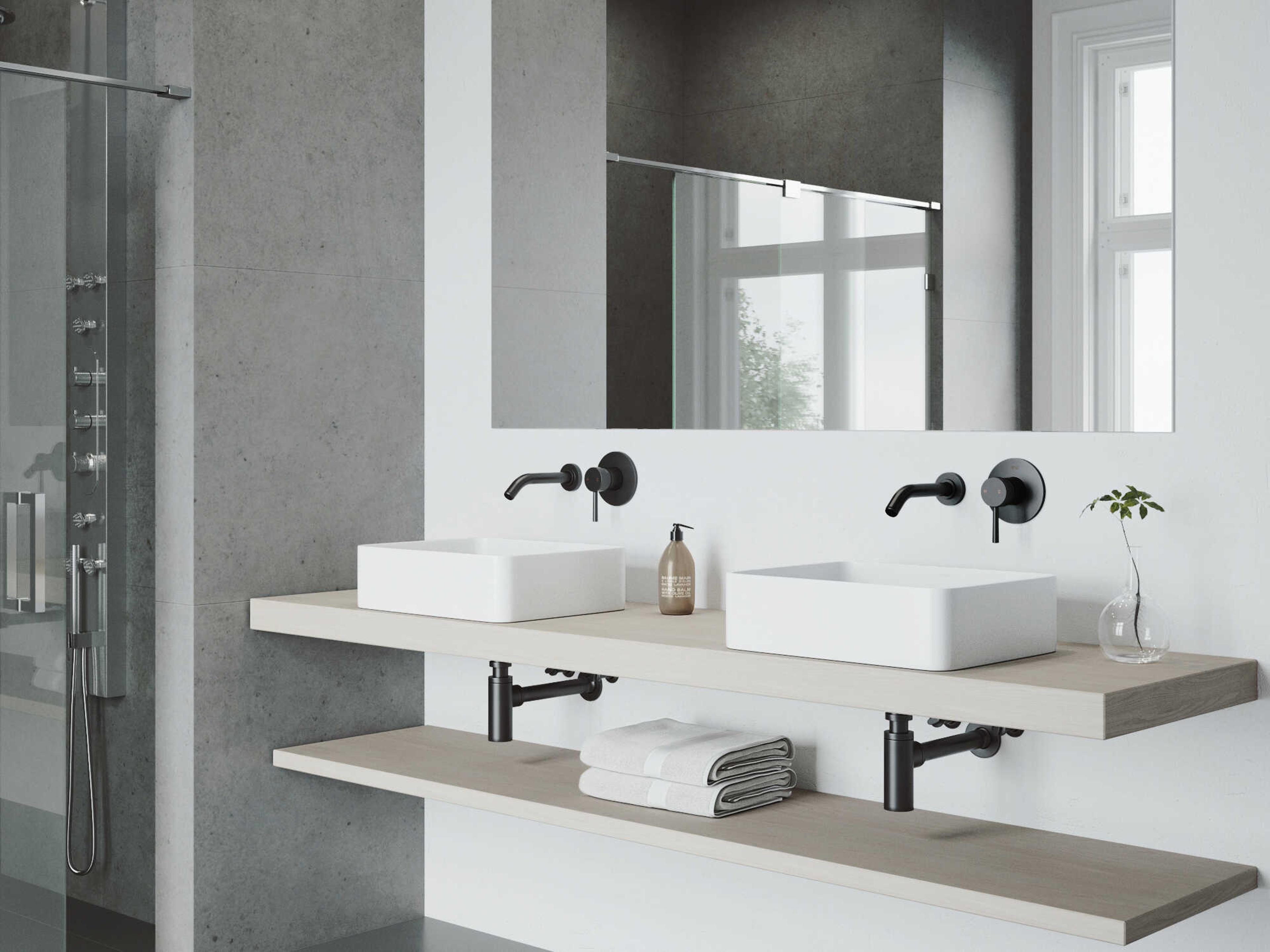 Vigo Olus Matte Black 1-Handle Wall-Mount Bathroom Faucet