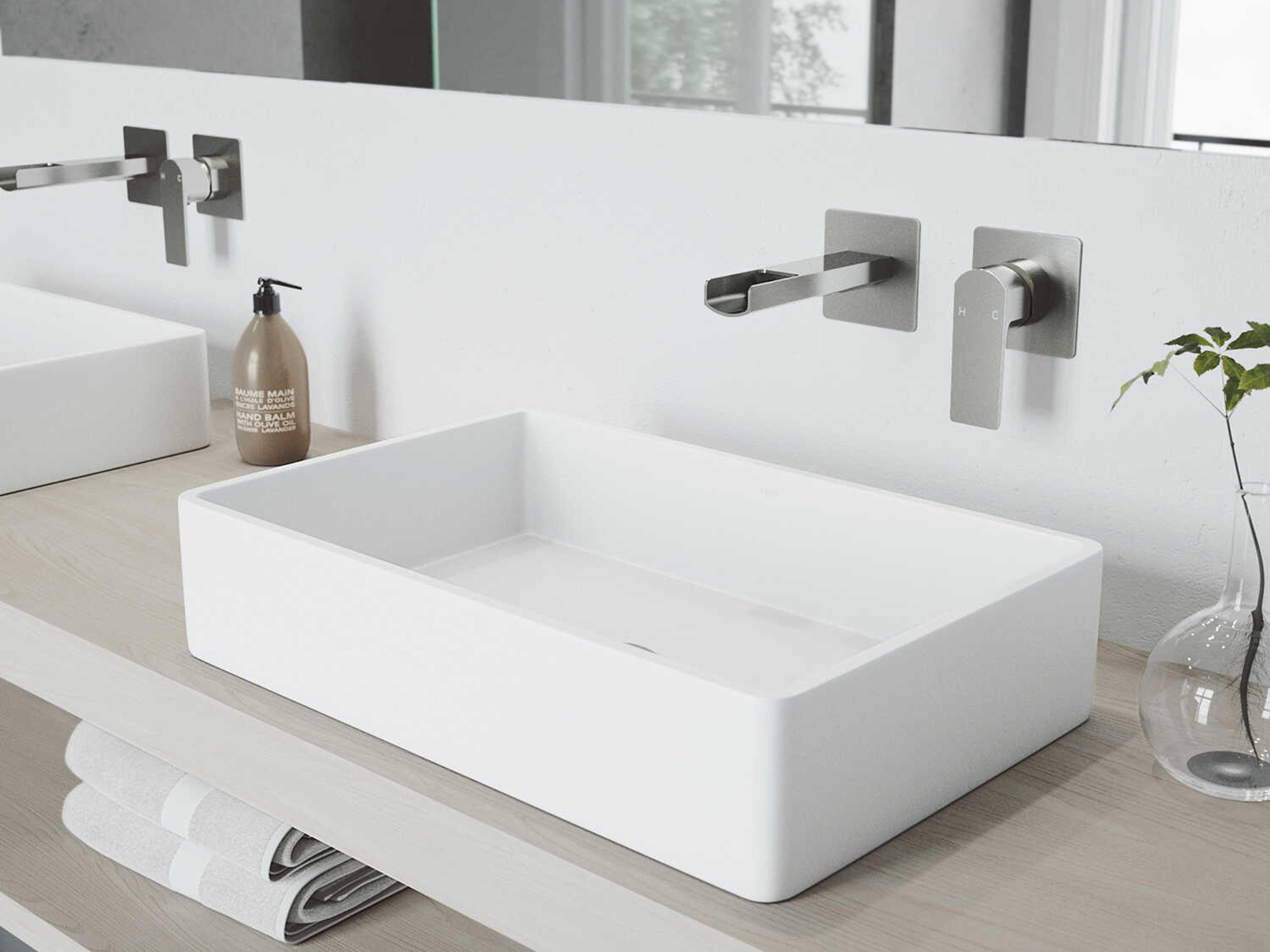 Vigo Atticus Brushed Nickel 1-Handle Wall-Mount Bathroom Sink Faucet