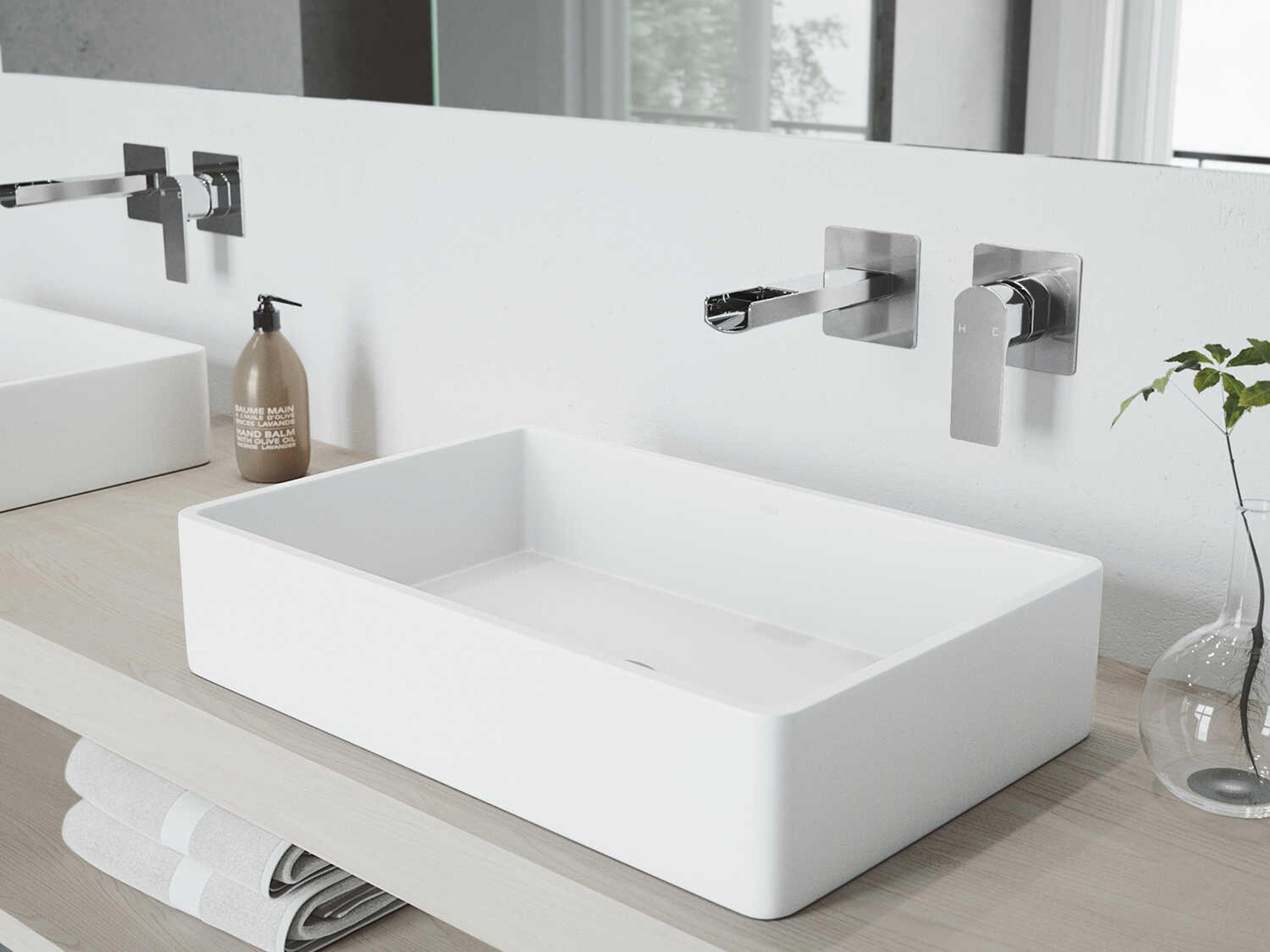 Vigo Atticus Chrome 1-Handle Wall-Mount Bathroom Sink Faucet