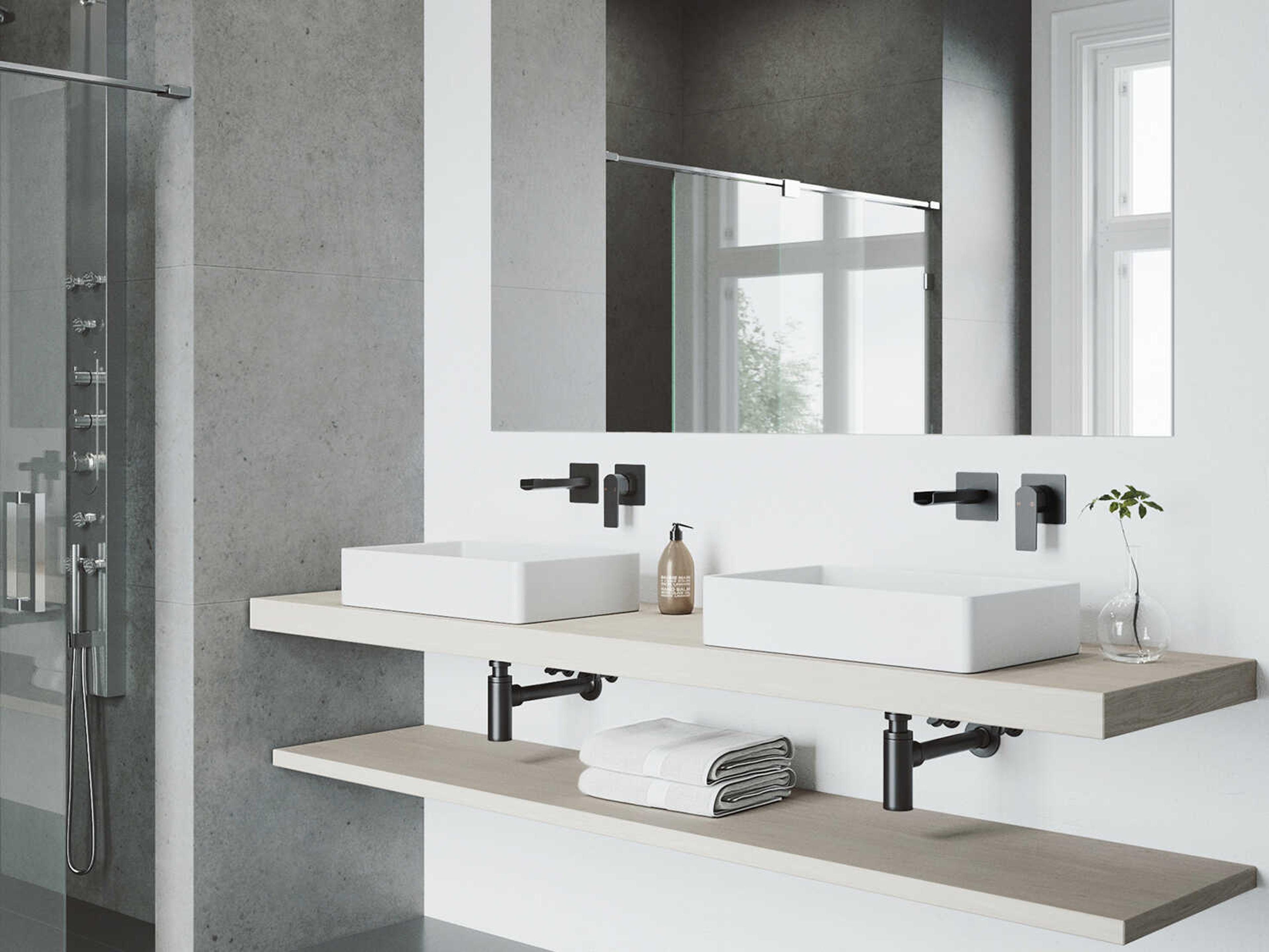 Vigo Atticus Matte Black 1-Handle Wall-Mount Bathroom Sink Faucet