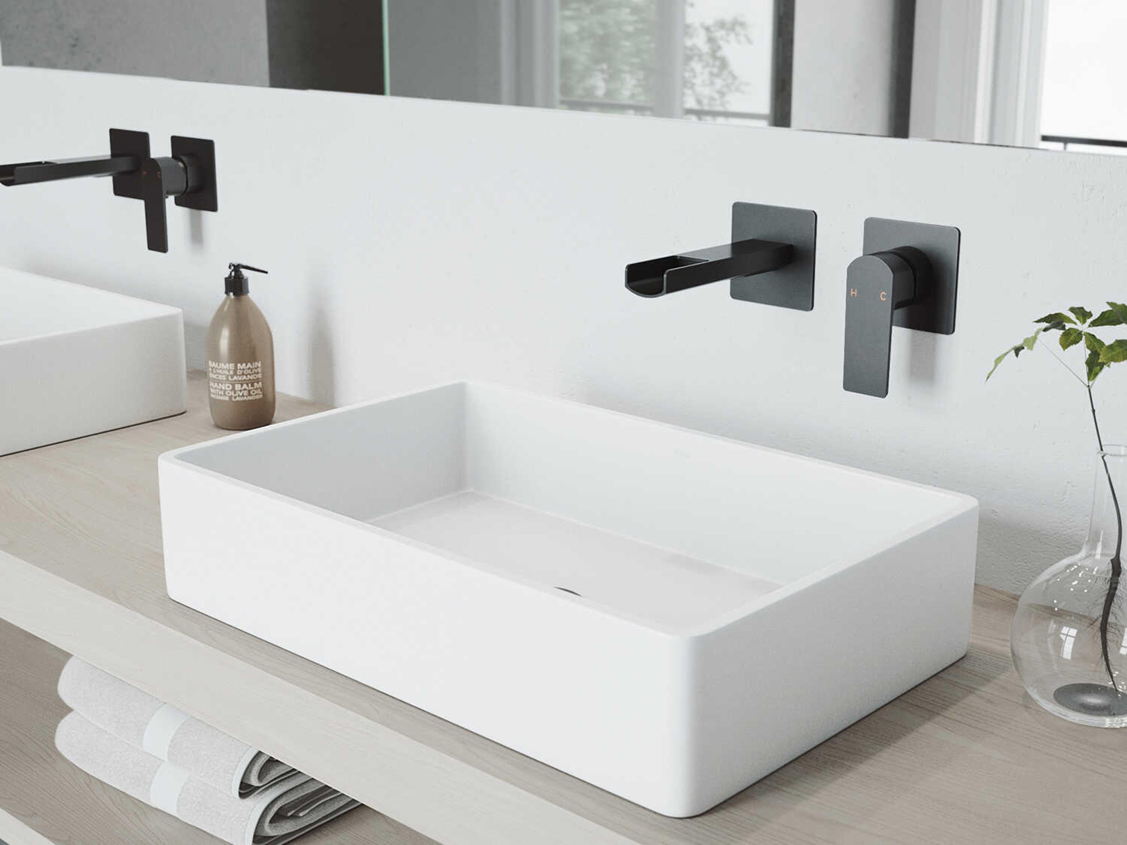 Vigo Atticus Matte Black 1-Handle Wall-Mount Bathroom Sink Faucet