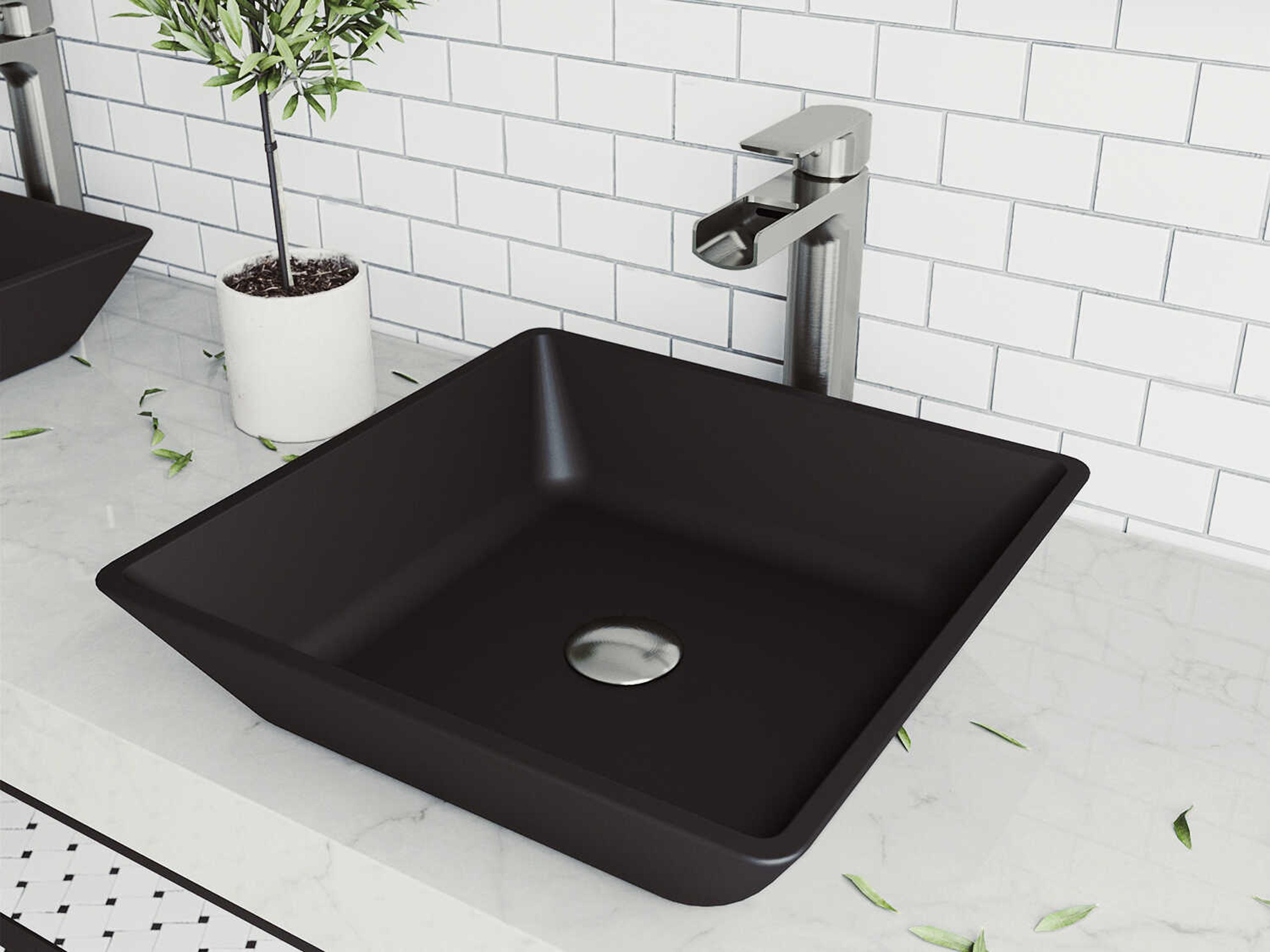 Vigo Roma Matte Shell 18" Rectangular Vessel Bathroom Sink