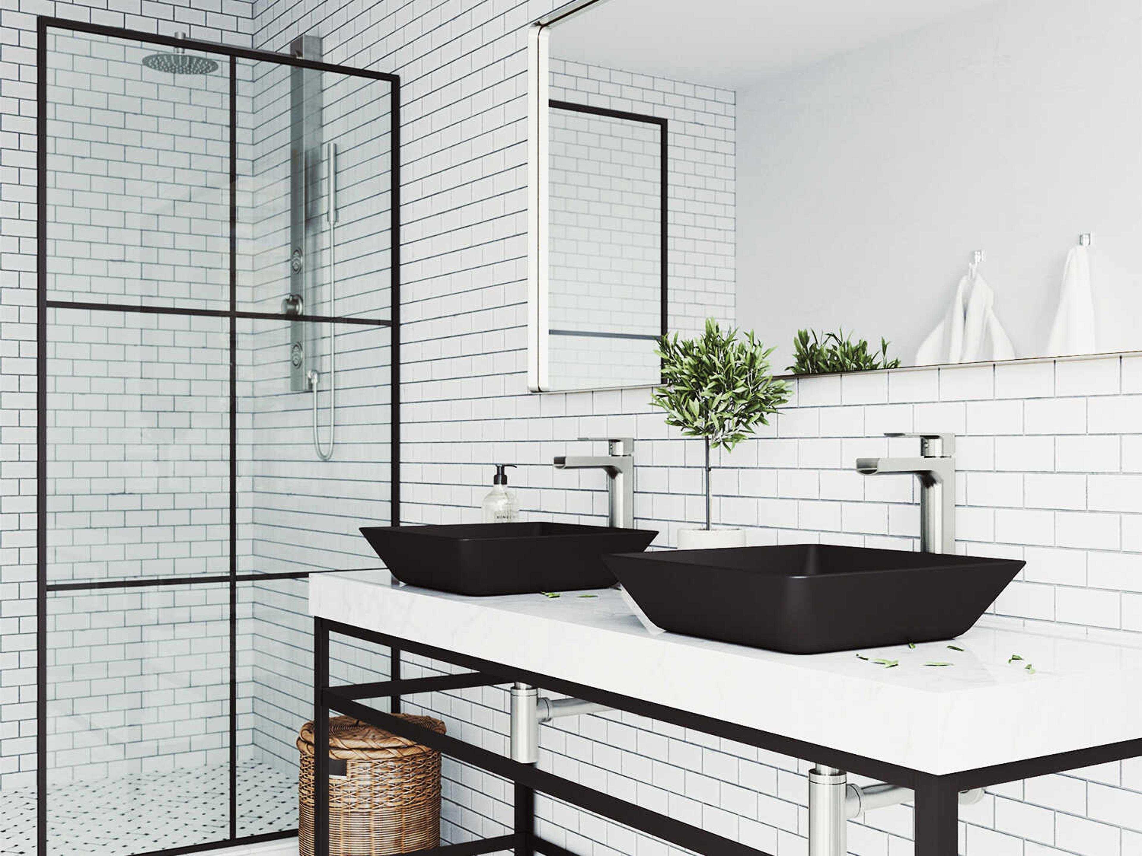 Vigo Roma Matte Shell 18" Rectangular Vessel Bathroom Sink