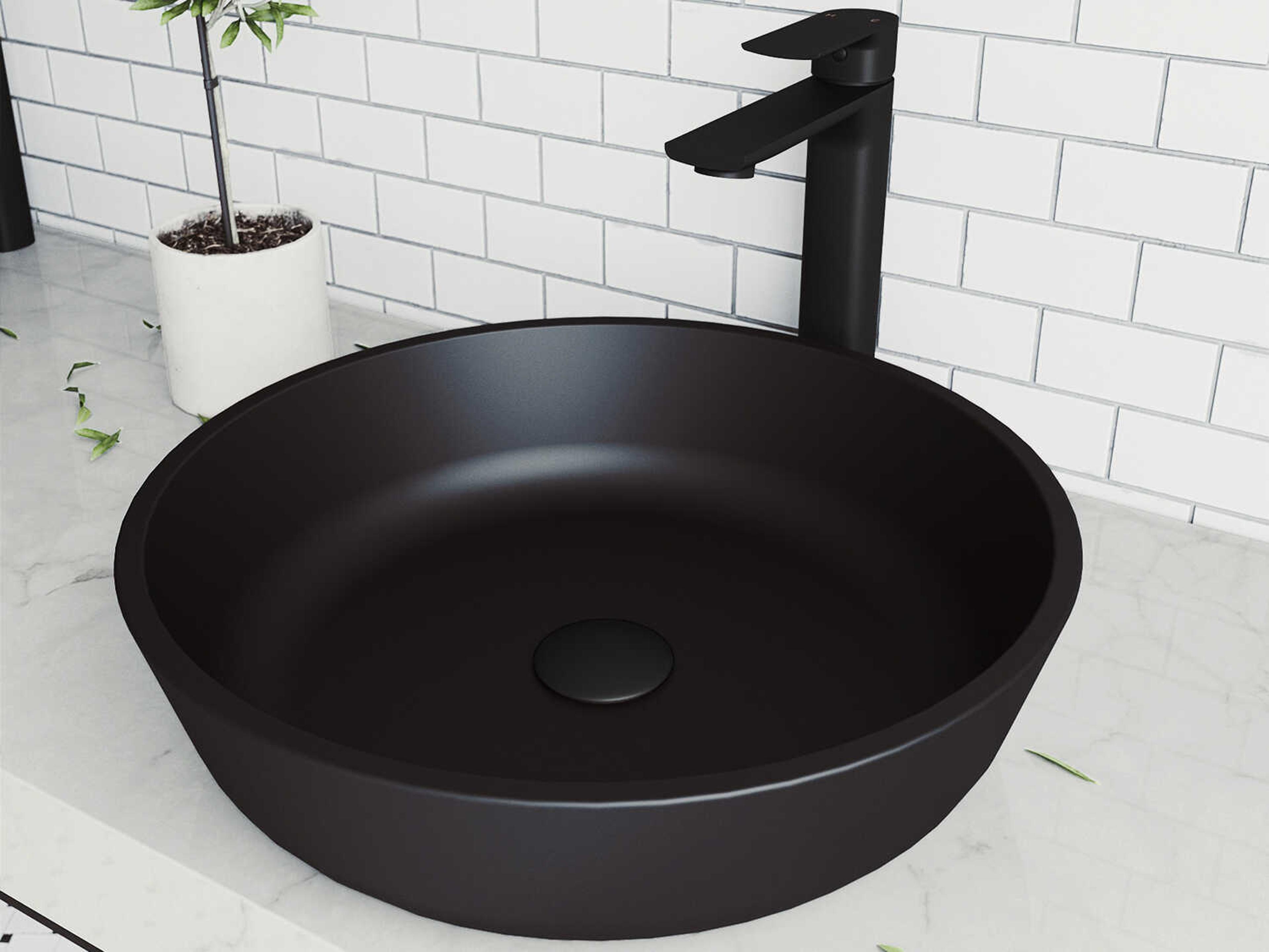 Vigo Modus Matte Shell 17" Round Vessel Bathroom Sink