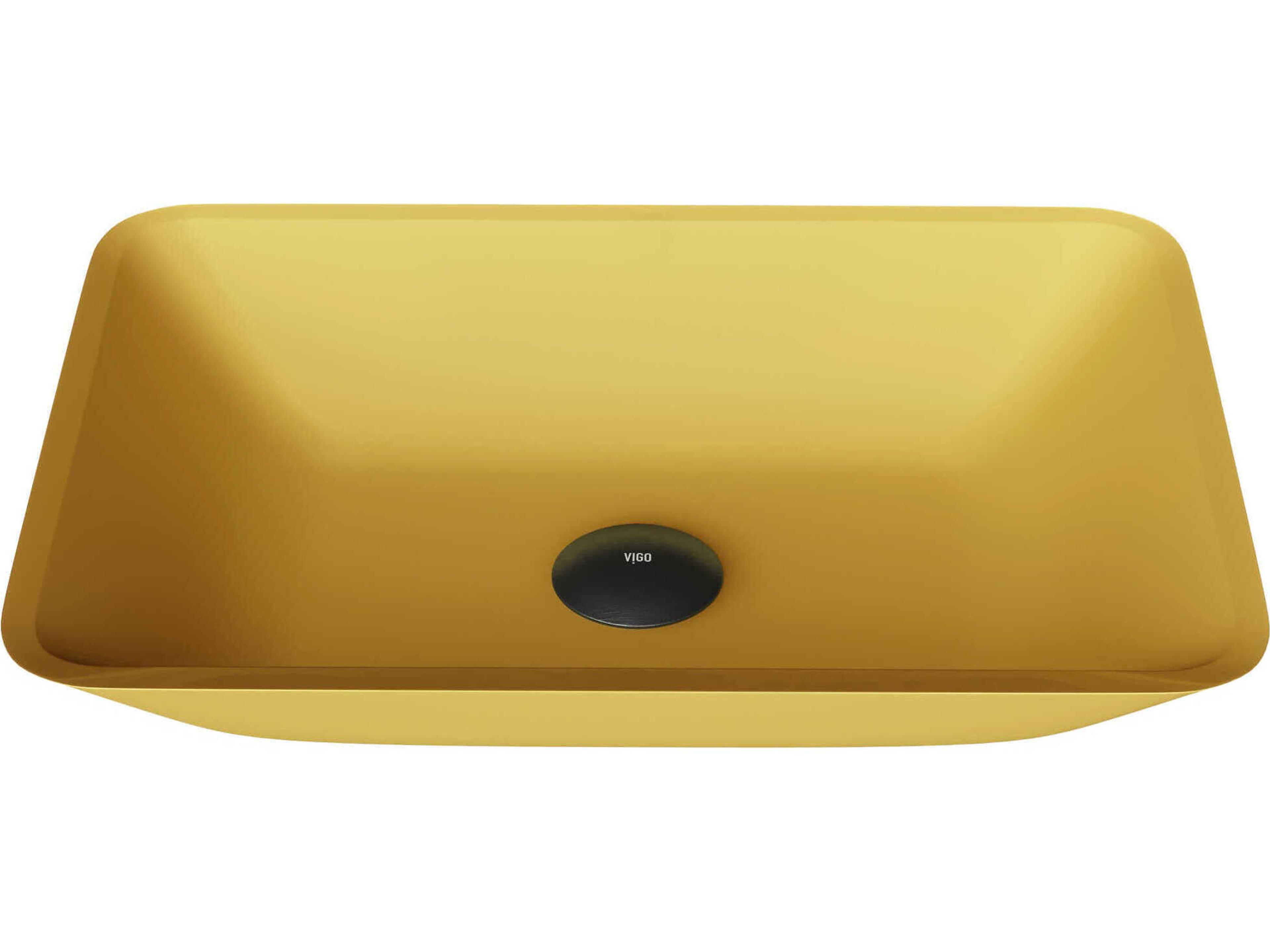 Matte Shell Sottile Citron Glass Rectangular Vessel Bathroom Sink