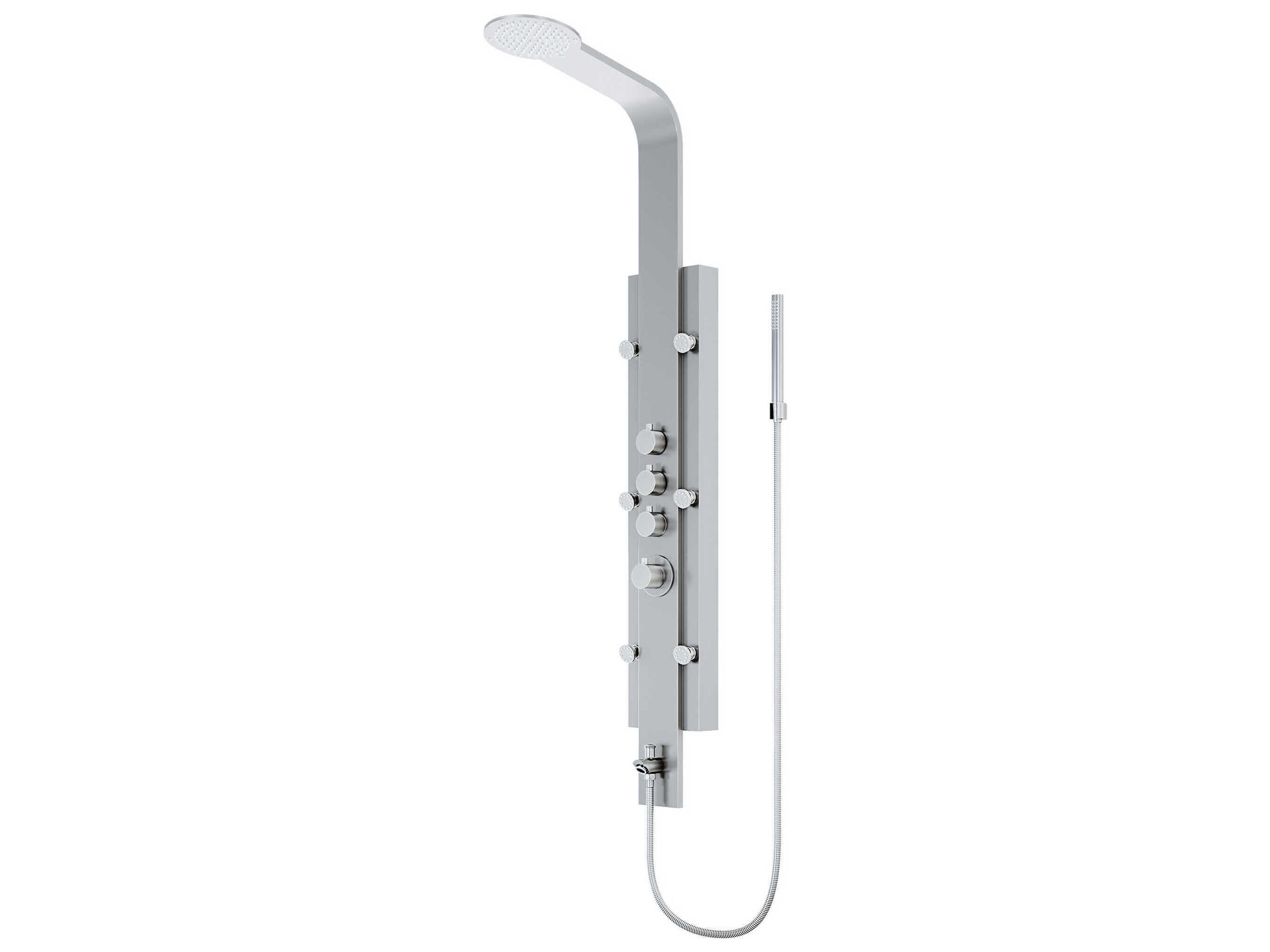 Mateo Stainless Steel 6-Jet Shower Panel System with Fixed Rainhead and Hand Shower Wand
