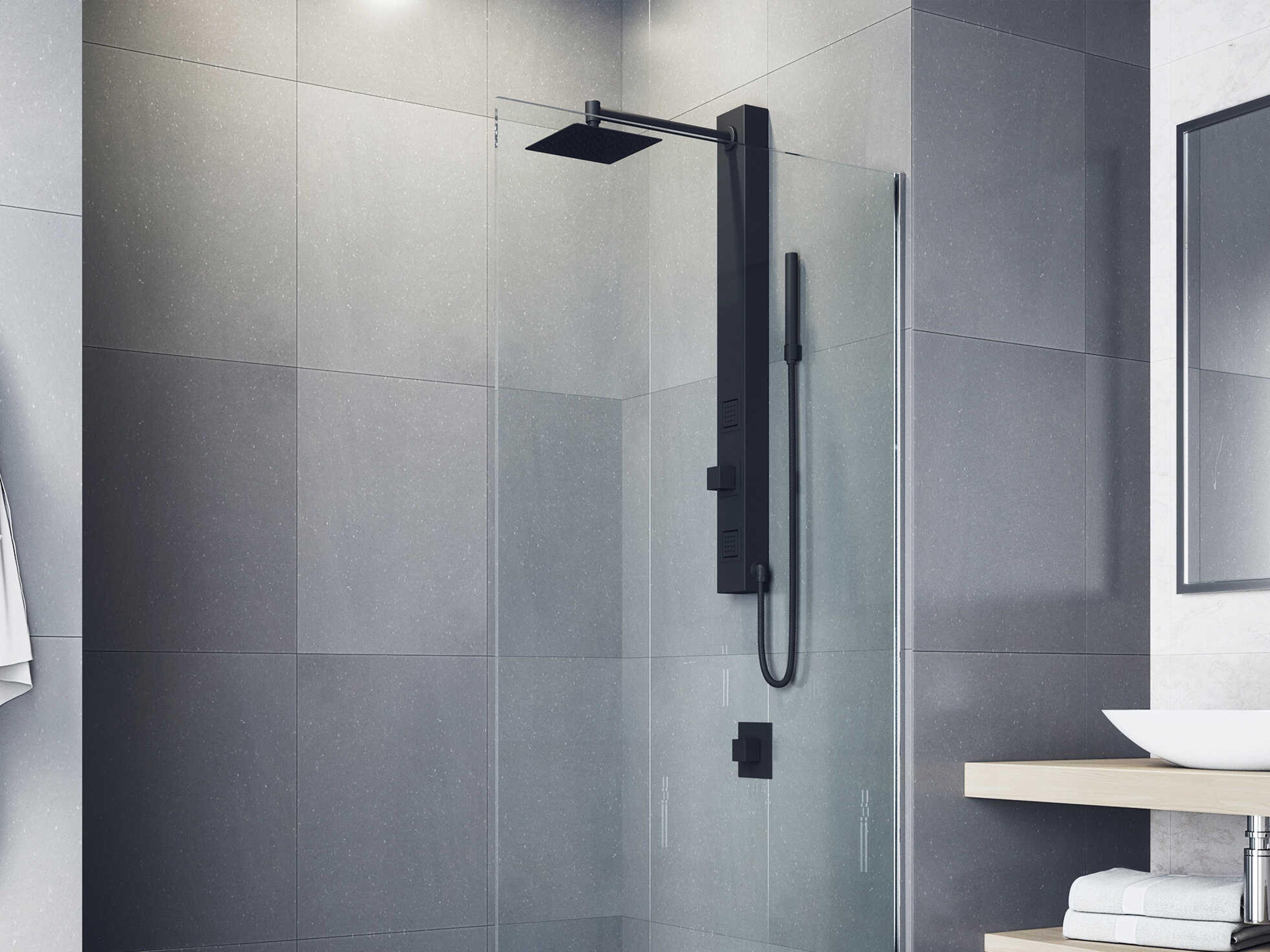 Vigo Orchid Matte Black Retro-Fit 2-Spray Massage Jet Shower Panel System
