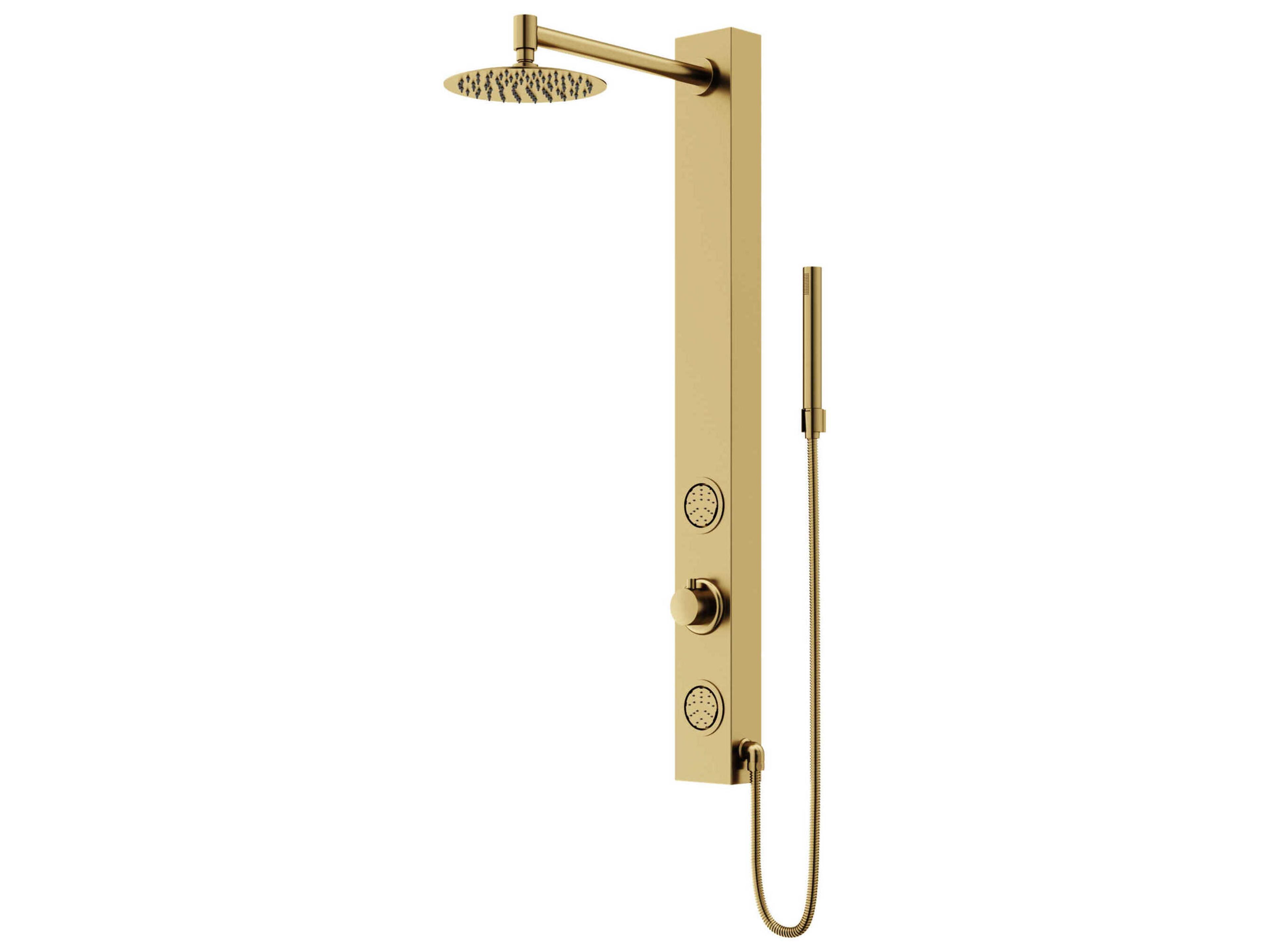 Gardenia Matte Brushed Gold 2-Jet Shower Panel System with Round Head and Hand Shower Wand