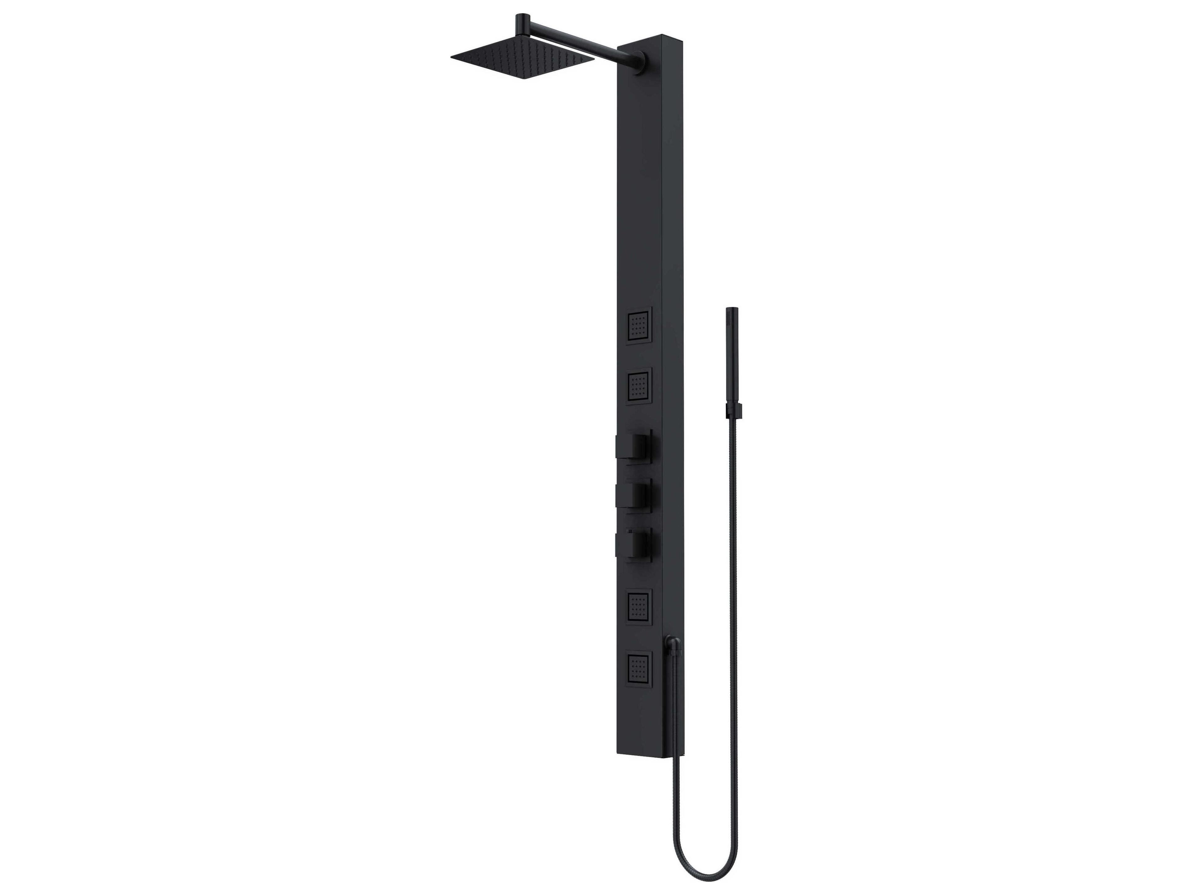 Sutton 4-Jet Shower Panel System with Adjustable Square Head and Hand Shower Wand