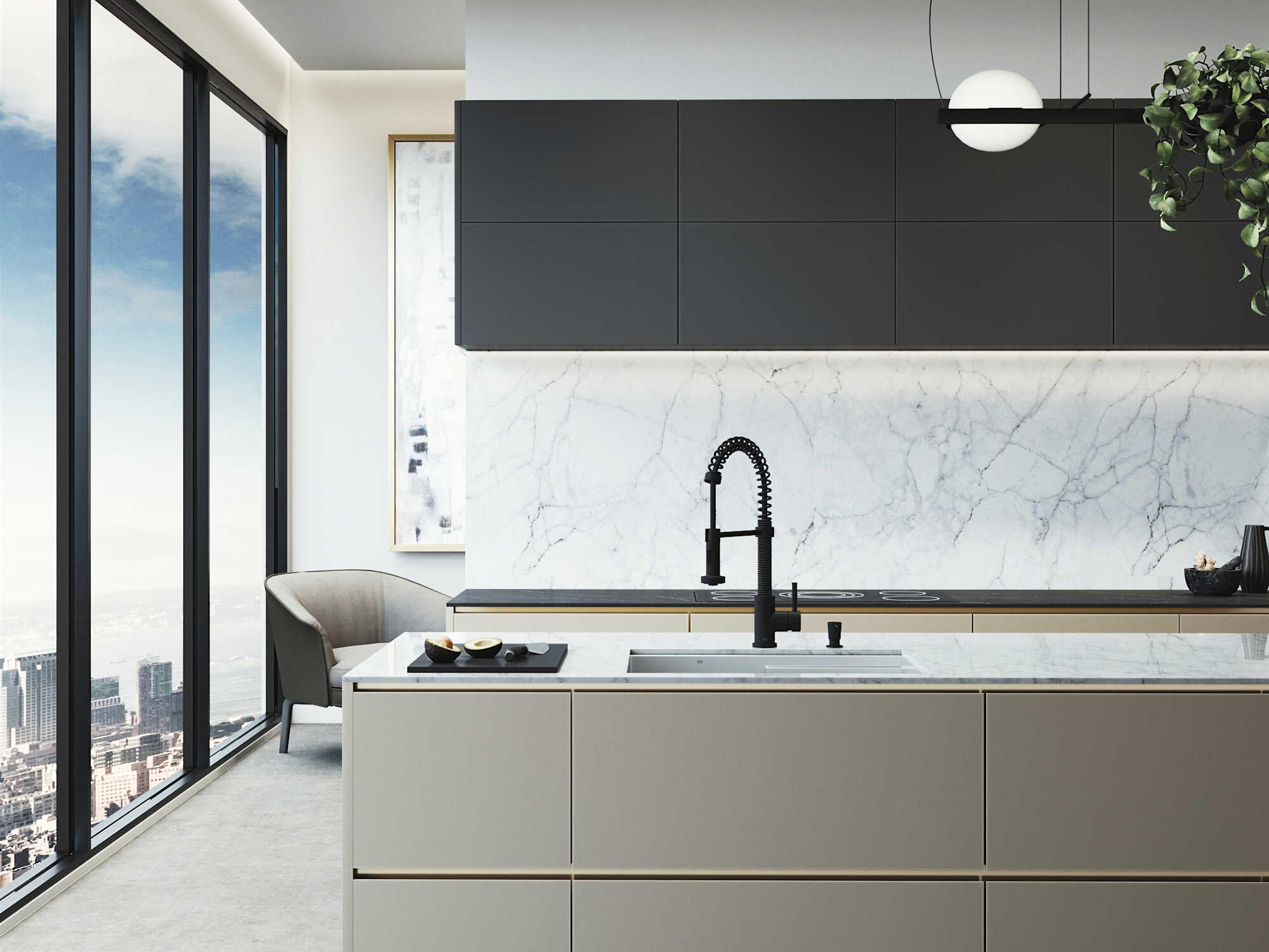 Vigo Hampton Stainless Steel Single Bowl Undermount Workstation Kitchen Sink with Matte Black Faucet and Accessories