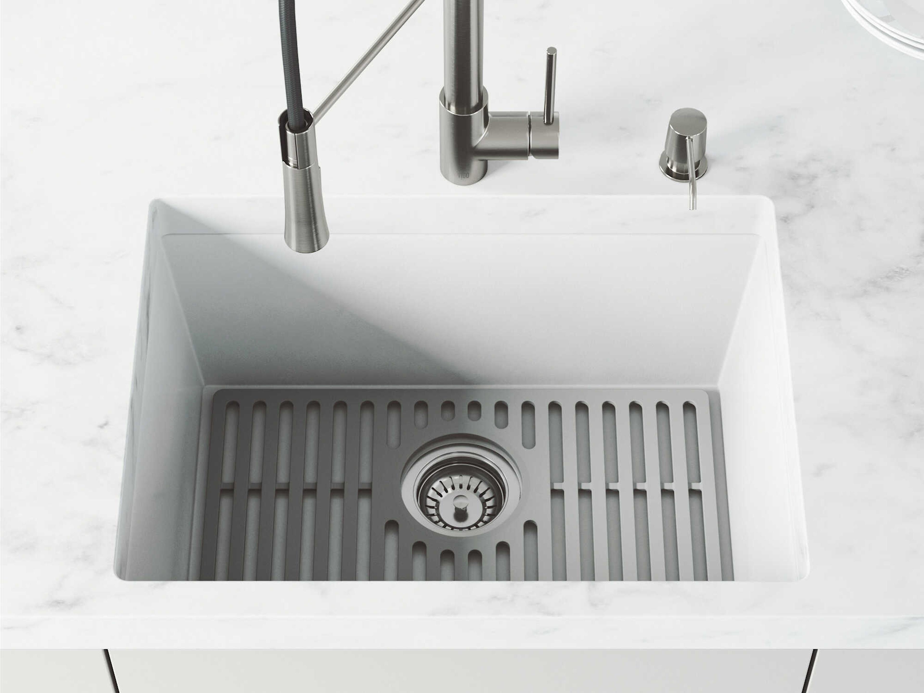 Vigo Gray Silicone Kitchen Sink Protective Bottom Grid For Single Basin Sink