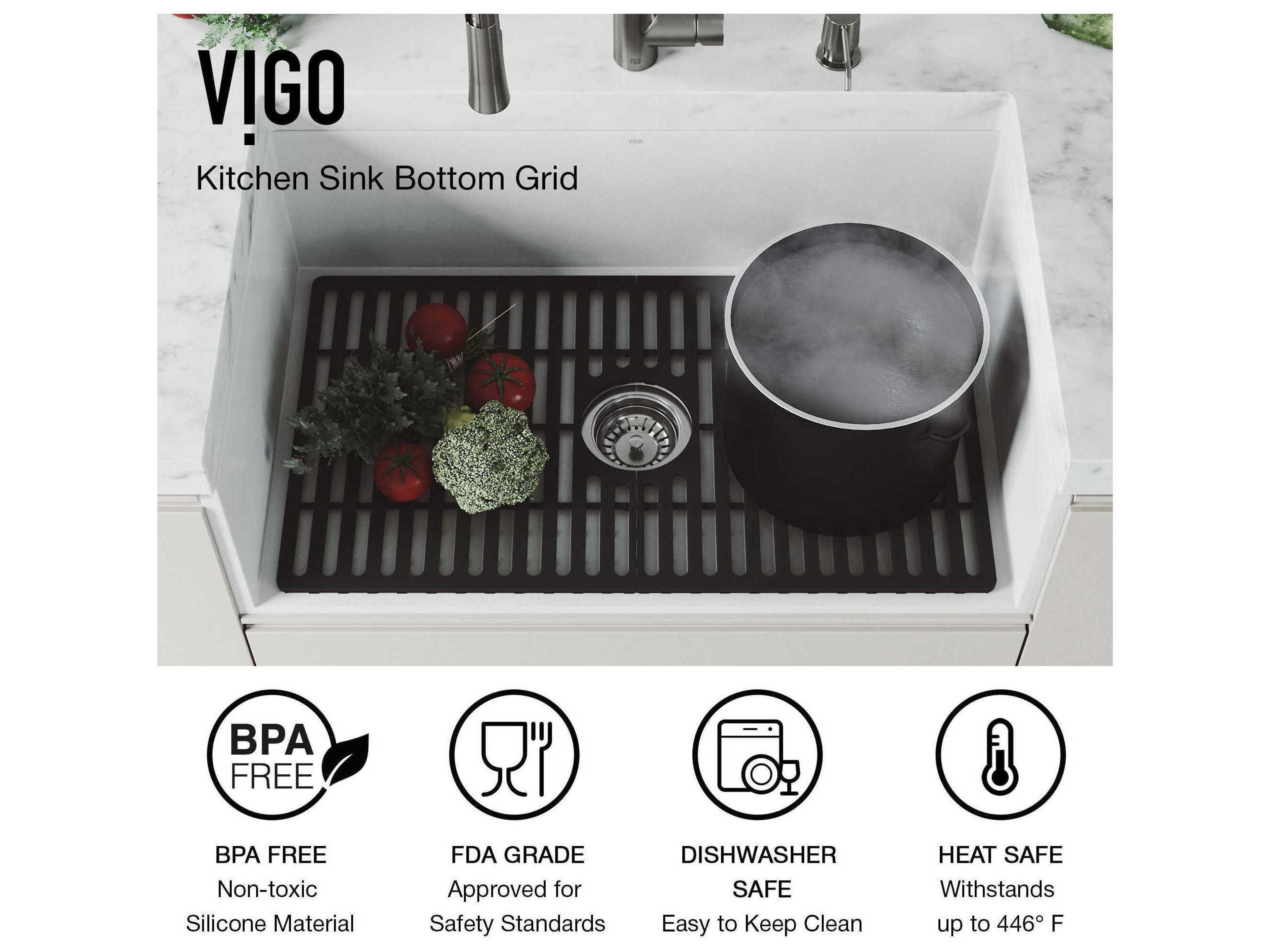 Vigo Matte Black Silicone Bottom Grid for 24" Single Bowl Kitchen Sink