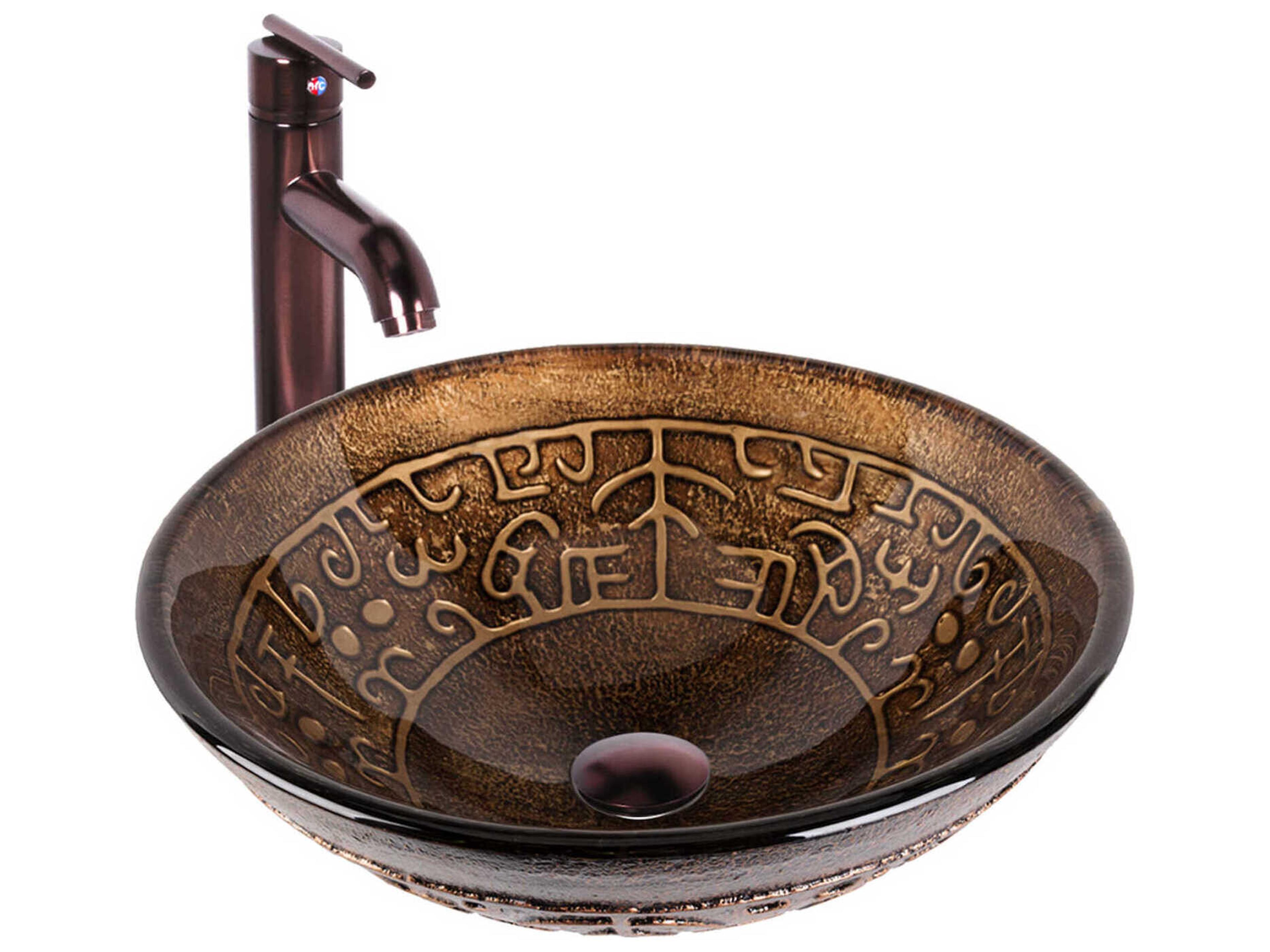 Golden Greek Vessel Bathroom Sink with Faucet