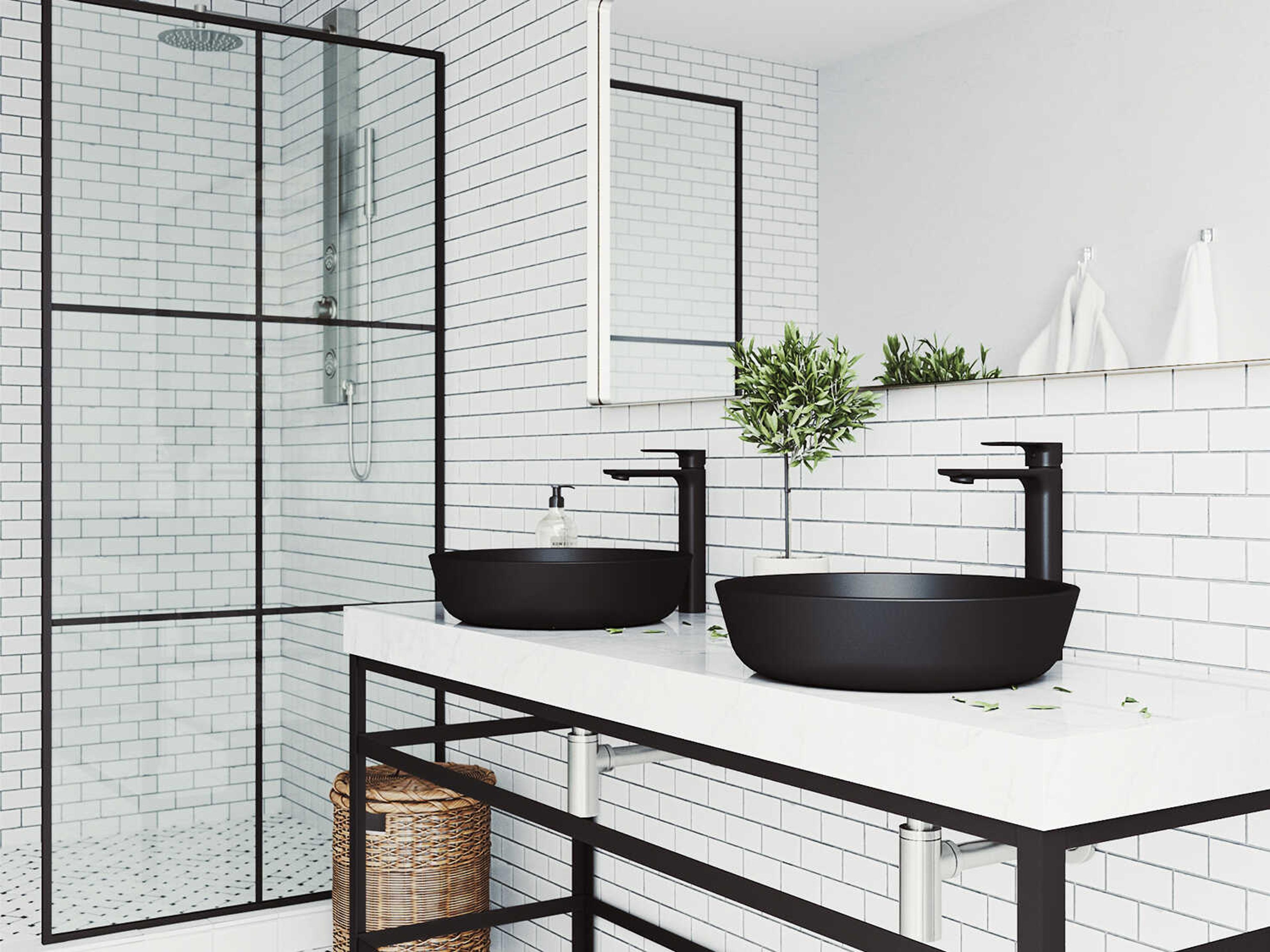 Vigo Modus Matte Shell 17" Round Vessel Bathroom Sink with Matte Black 1-Handle Norfolk Bathroom Faucet and Pop-Up Drain