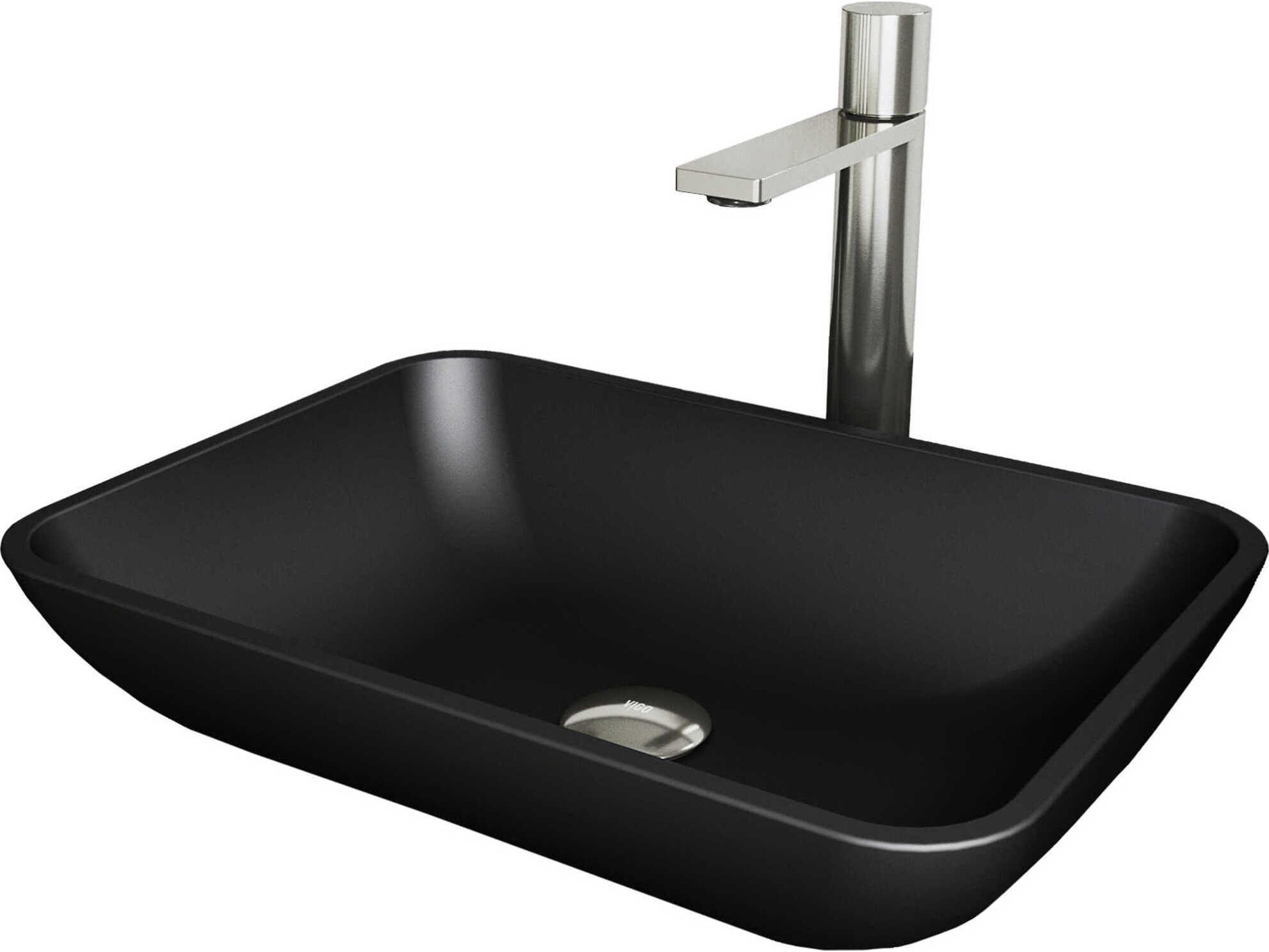 Sottile Matte Shell 18" Rectangular Vessel Bathroom Sink with Brushed Nickel Gotham Faucet