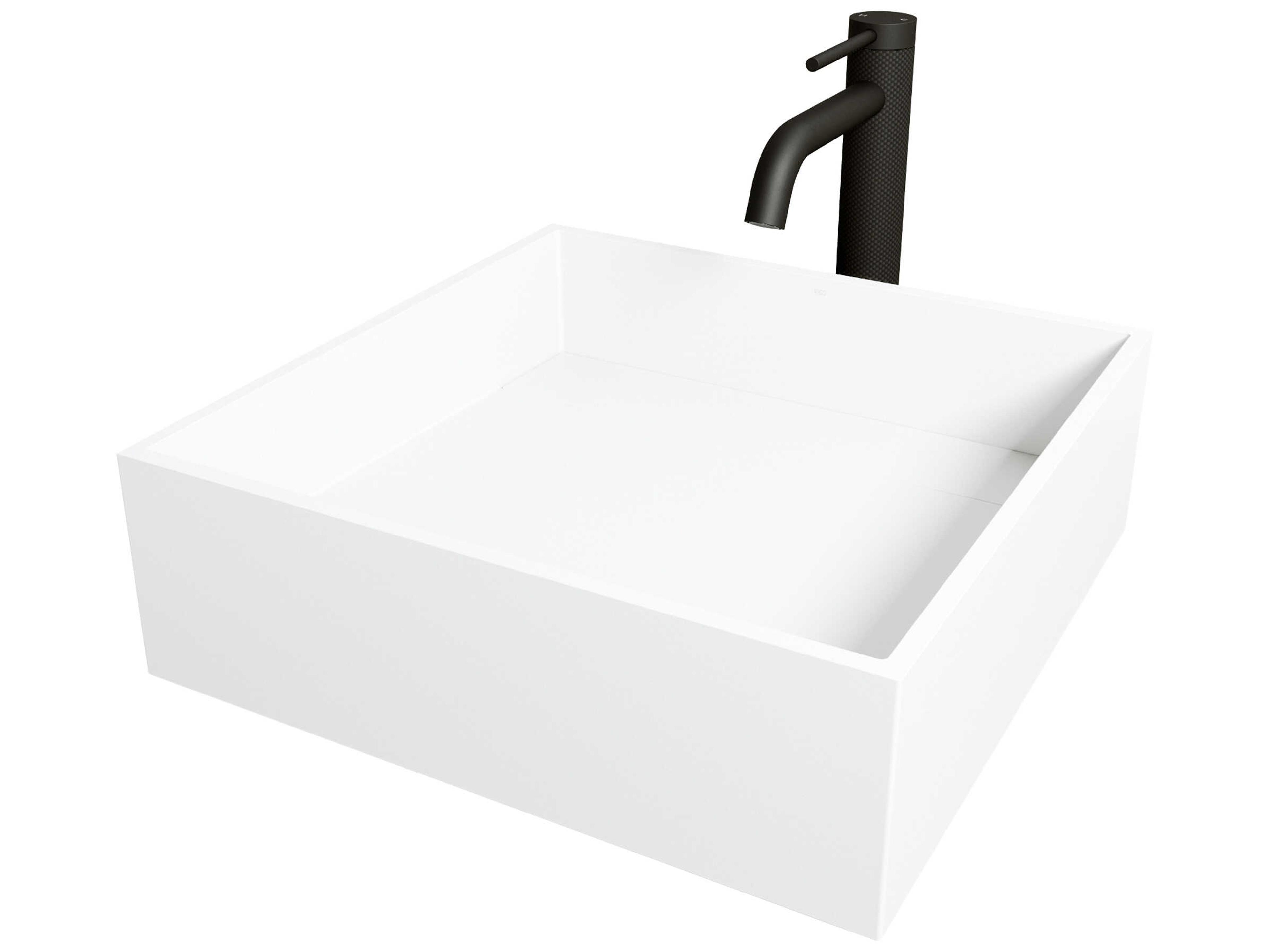 Montauk Square Vessel Bathroom Sink with Lexington Faucet and Drain
