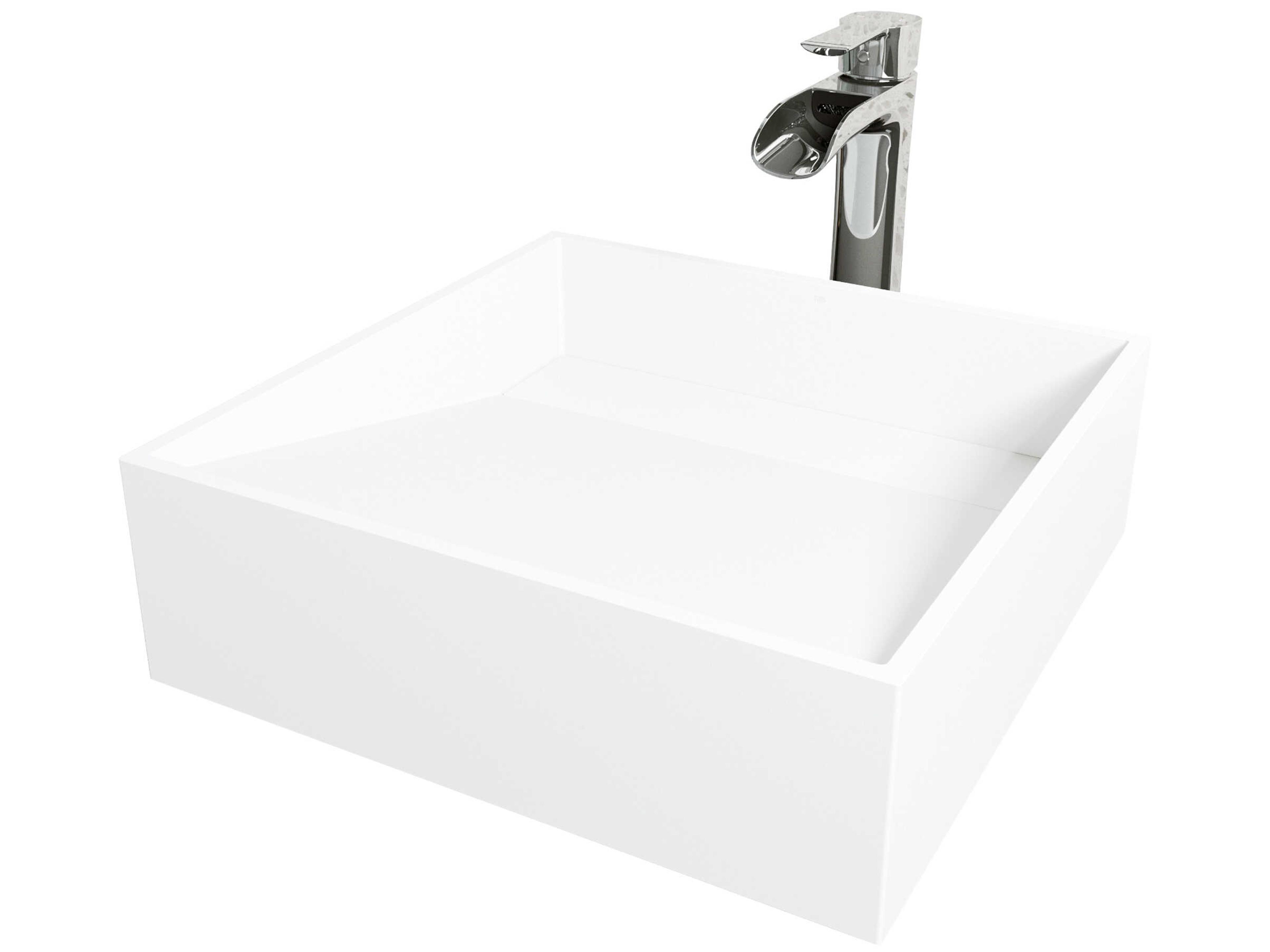 Starr Square Vessel Bathroom Sink with Niko Faucet and Drain
