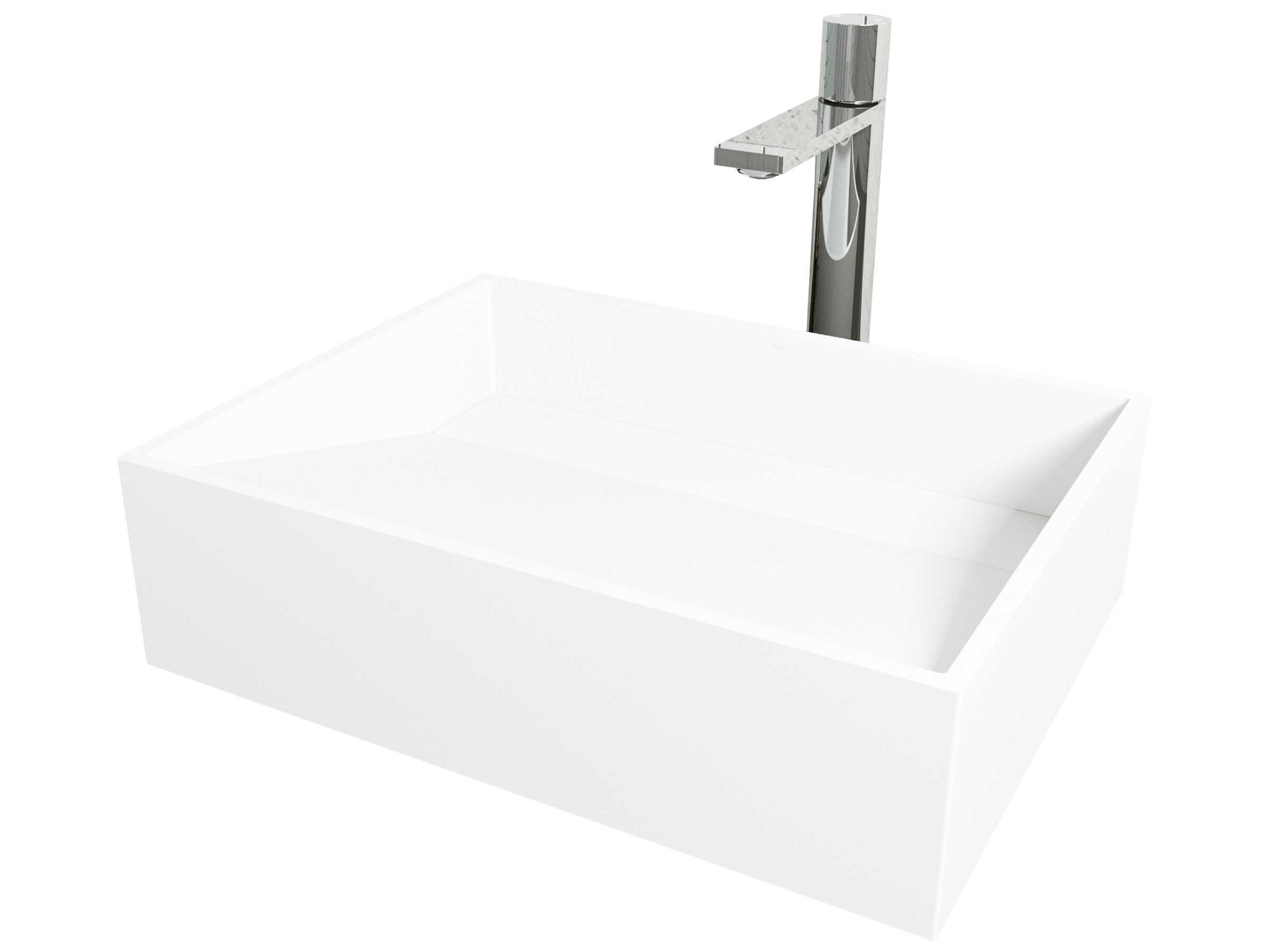 Starr Rectangular Vessel Bathroom Sink with Gotham Faucet and Drain