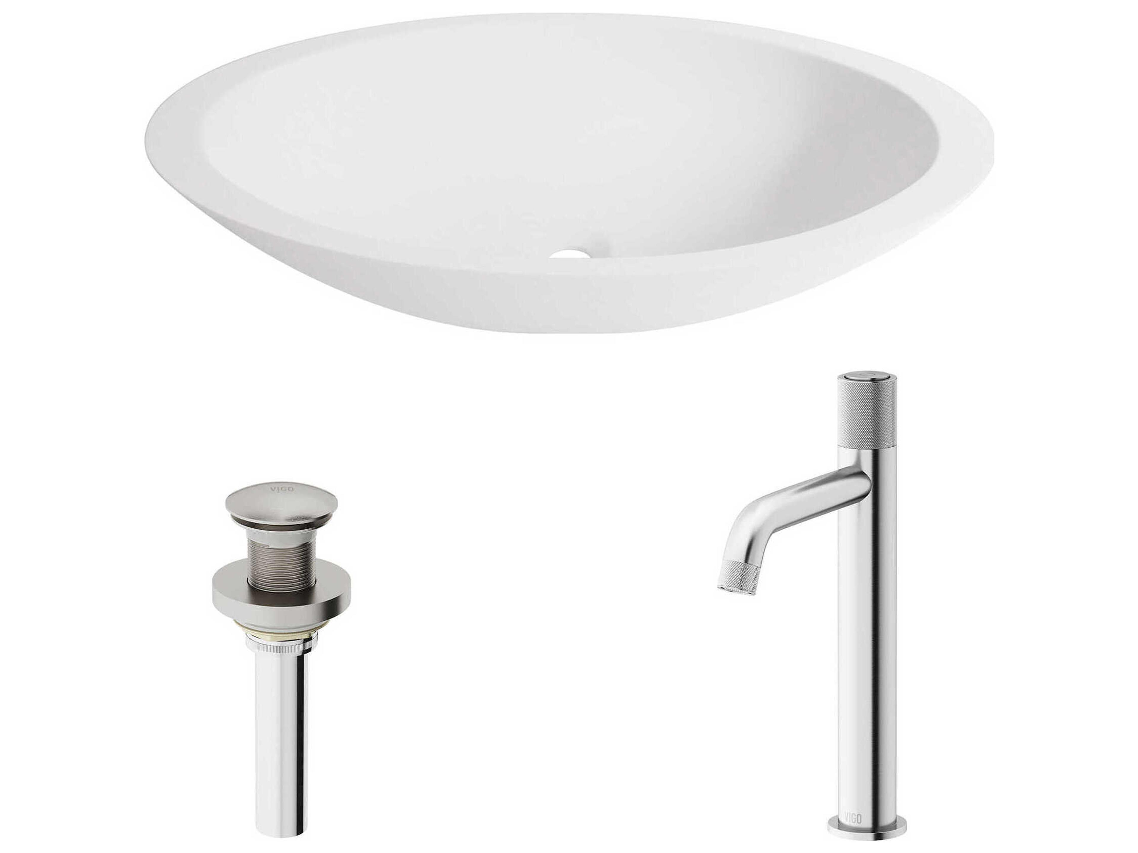 Wisteria Oval Vessel Bathroom Sink with Apollo Faucet and Pop-Up Drain