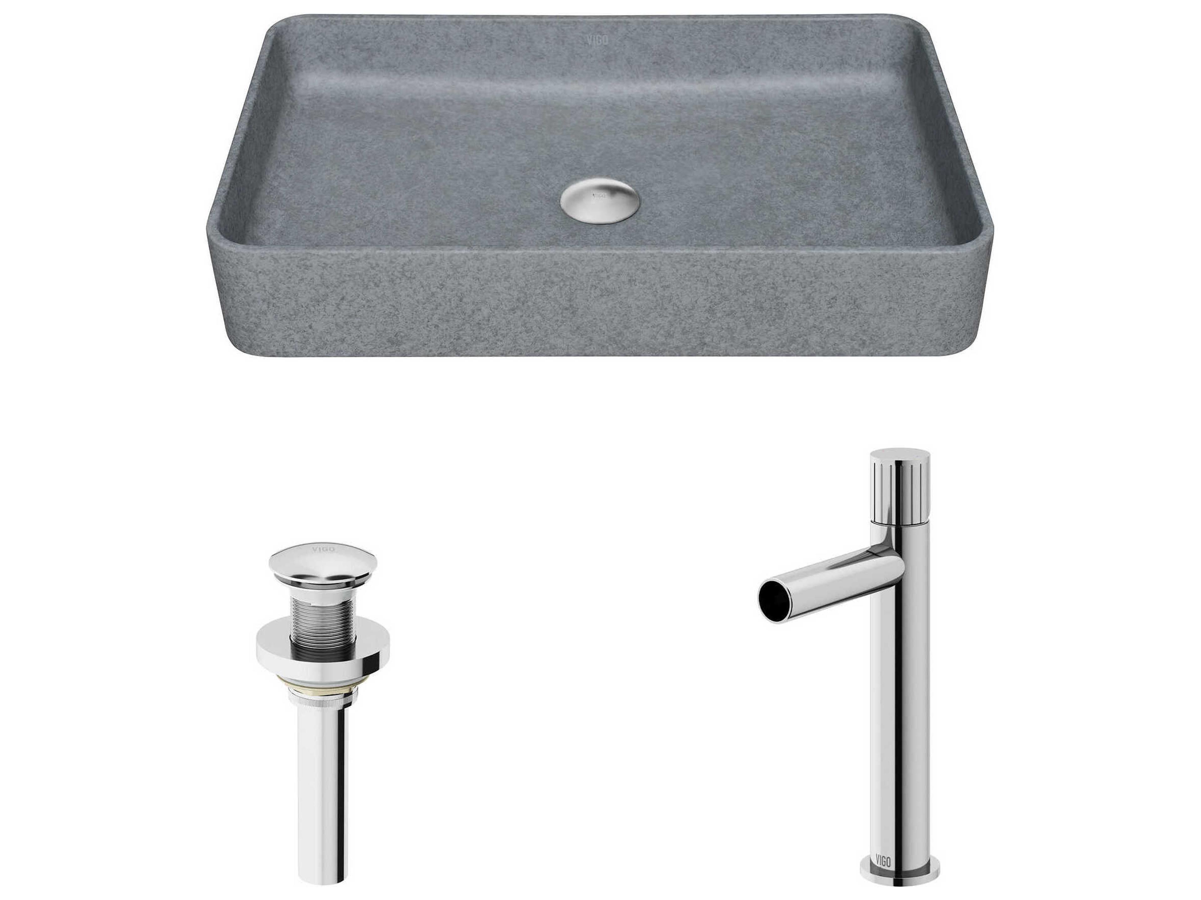 Vigo Ashford Rectangular Bathroom Sink with Vessel Faucet
