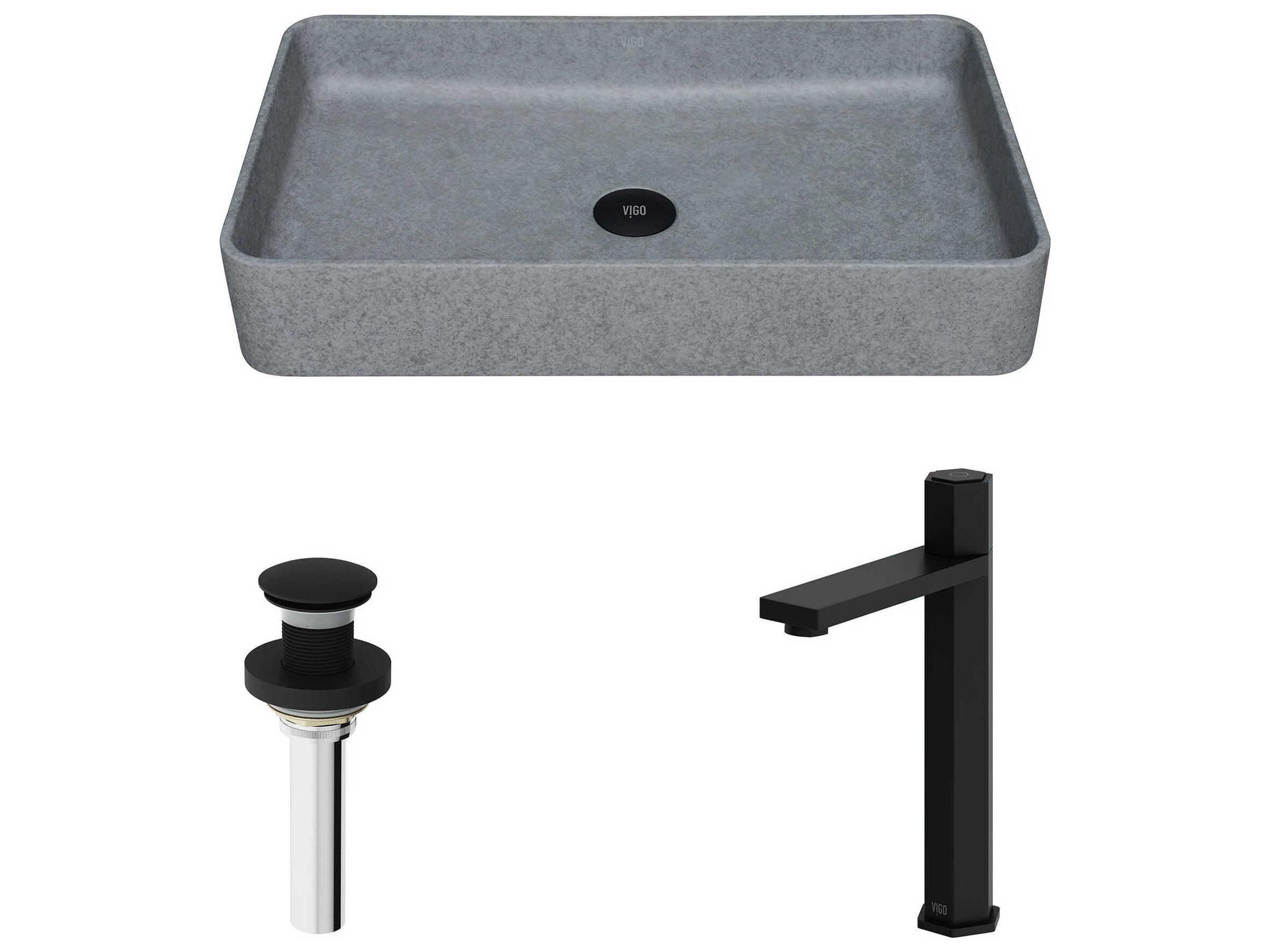 Nova Rectangular Bathroom Sink with Vessel Faucet