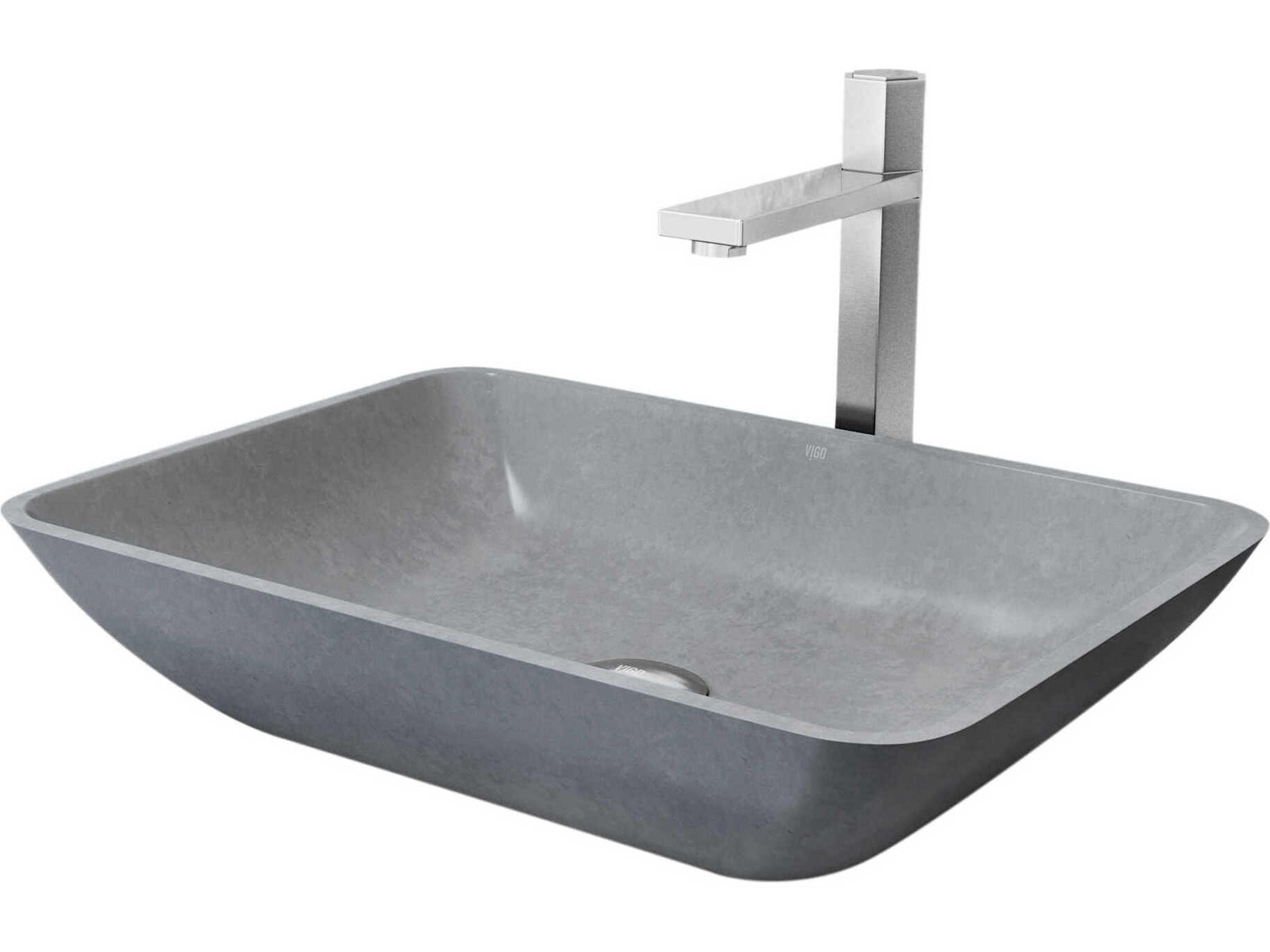 Nova Rectangular Bathroom Sink with Vessel Faucet