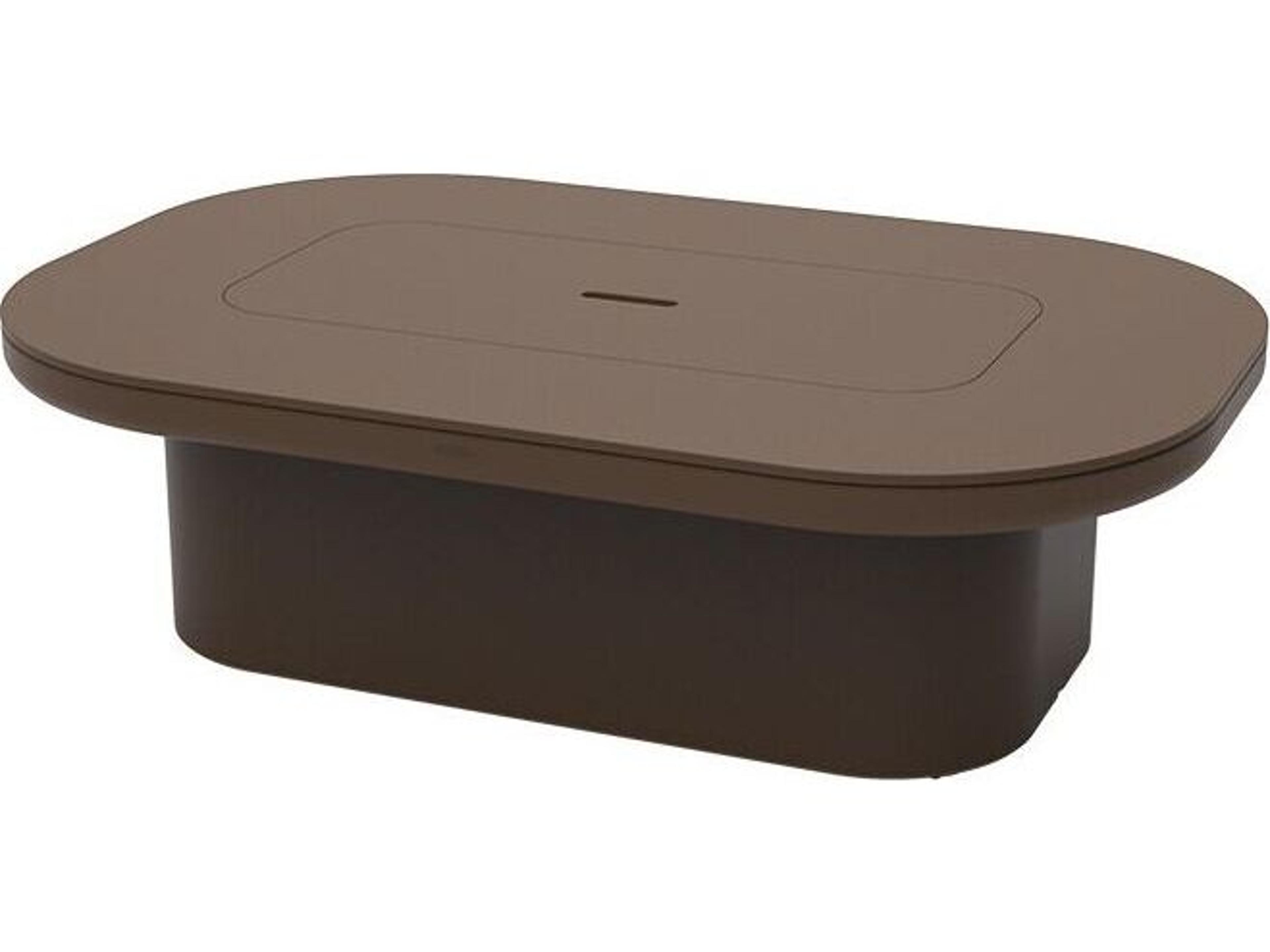 Luna Brown Polypropylene Rectangular Umbrella Hole Coffee Table