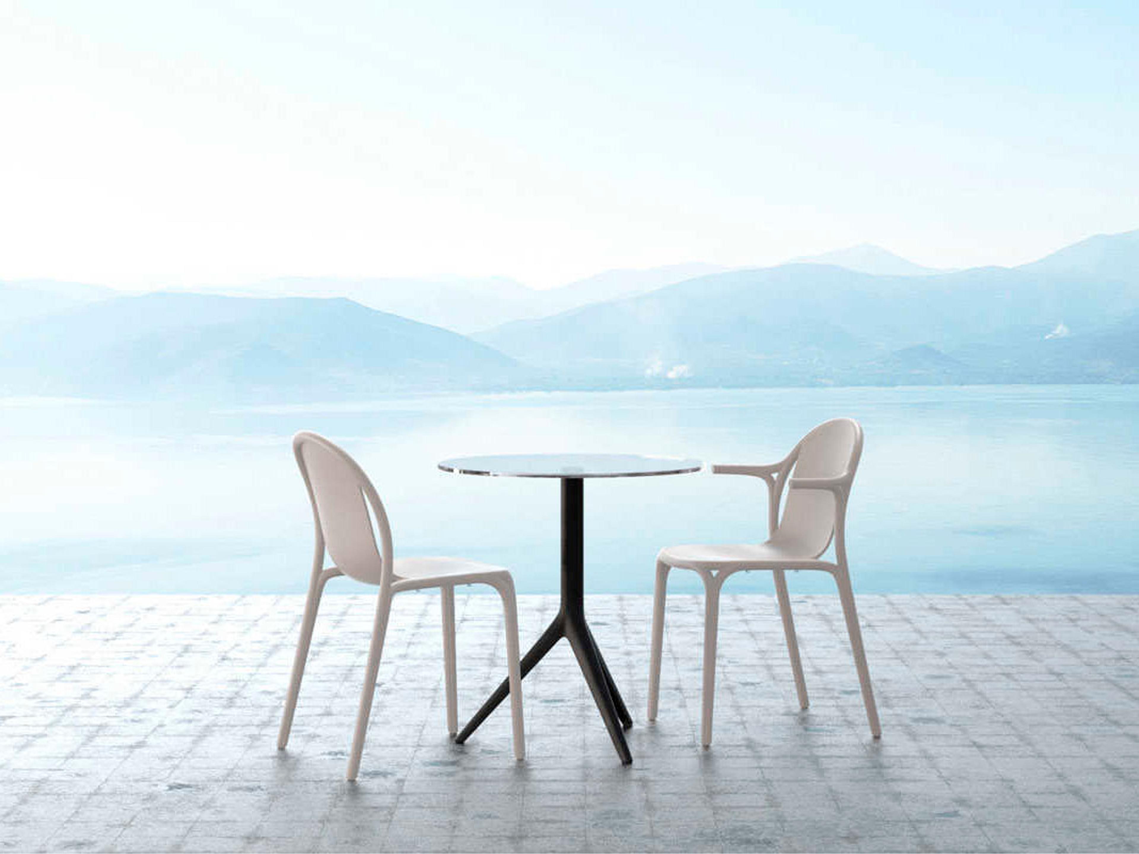 Vondom Outdoor Brooklyn White Matte Resin Dining Chair Set of 4