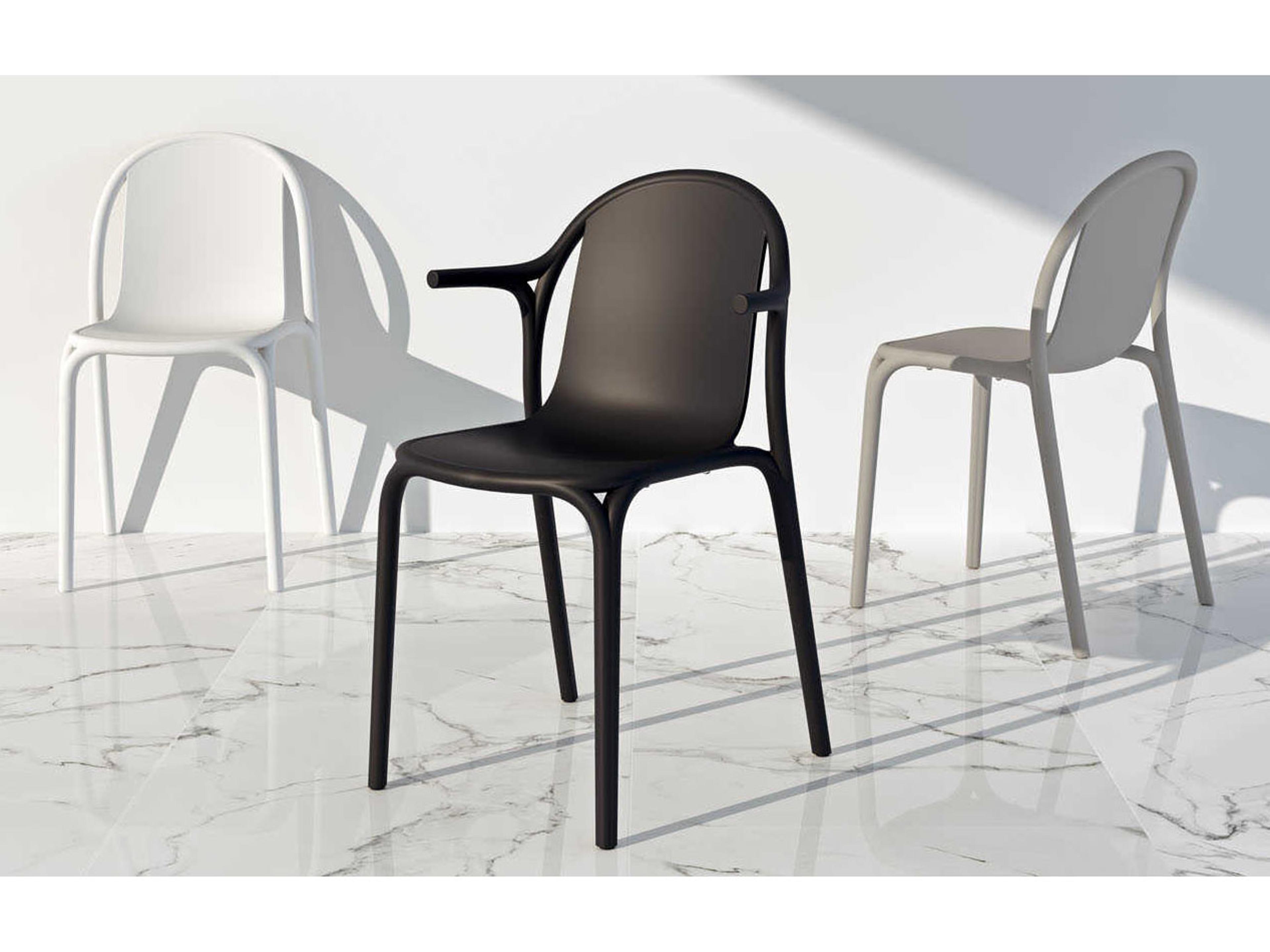 Vondom Outdoor Brooklyn Black Matte Resin Dining Chair Set of 4