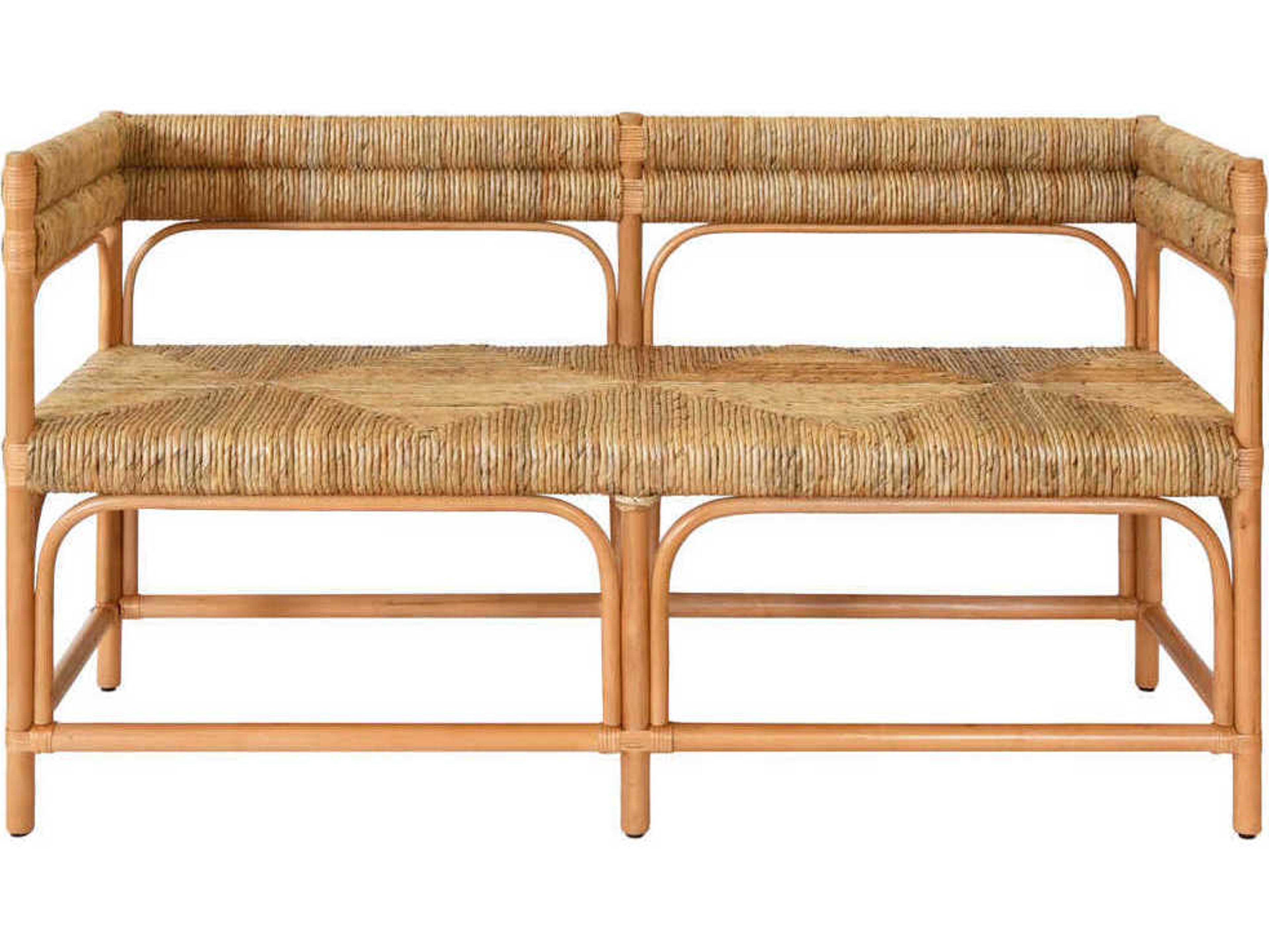 Worlds Away Natural Rattan Seagrass Brown Accent Bench