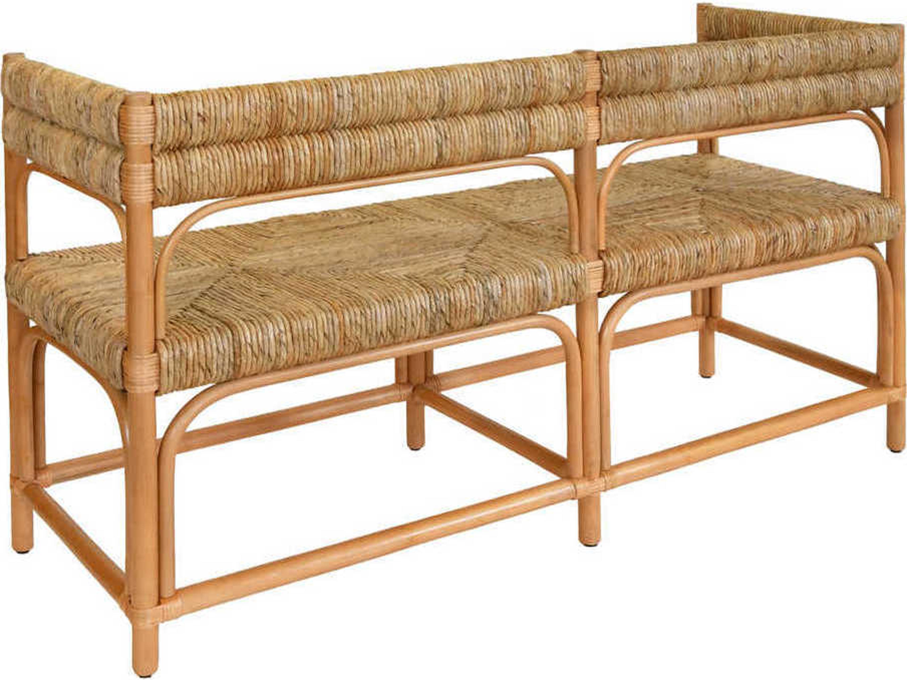 Worlds Away Natural Rattan Seagrass Brown Accent Bench