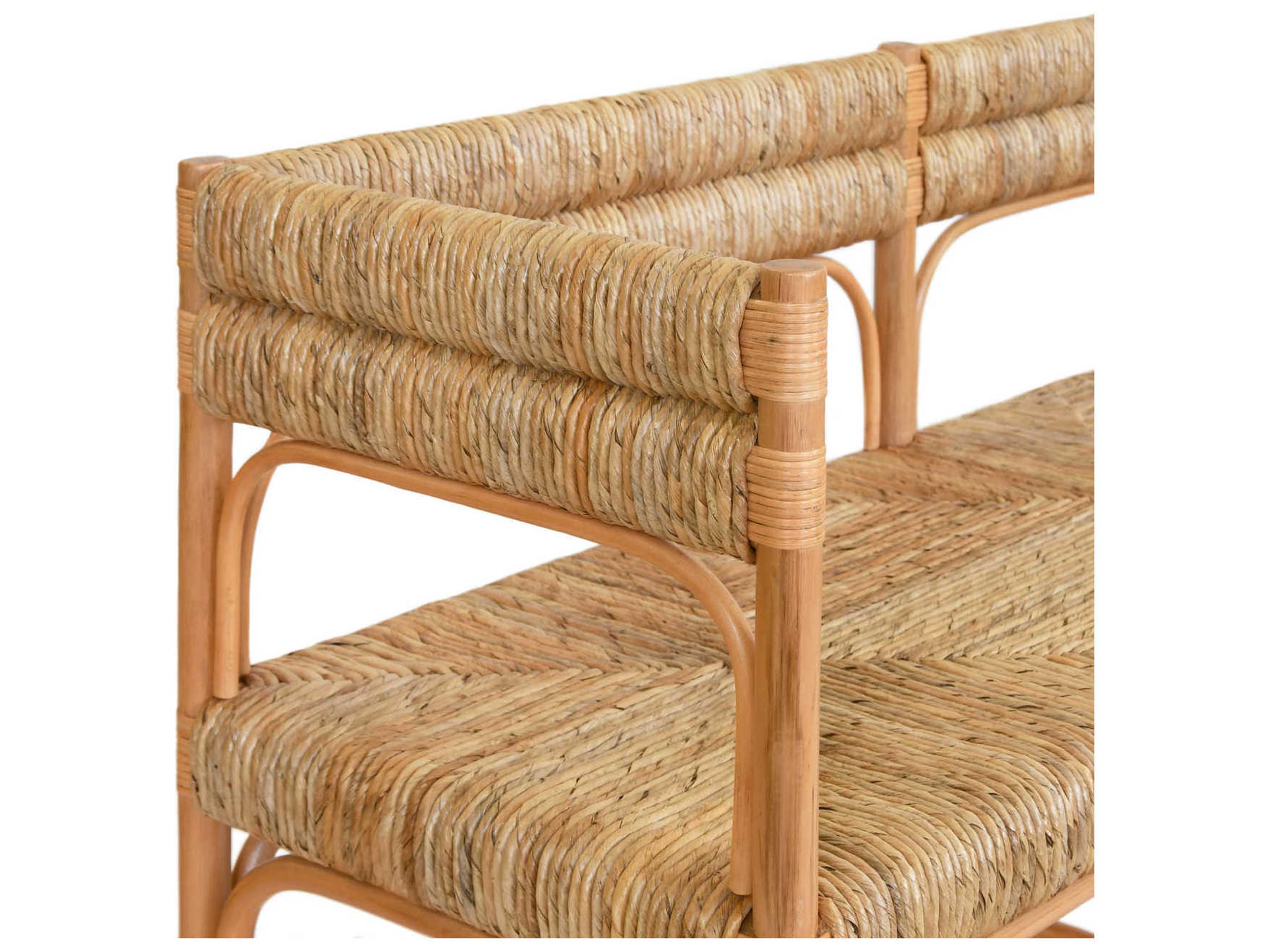 Worlds Away Natural Rattan Seagrass Brown Accent Bench