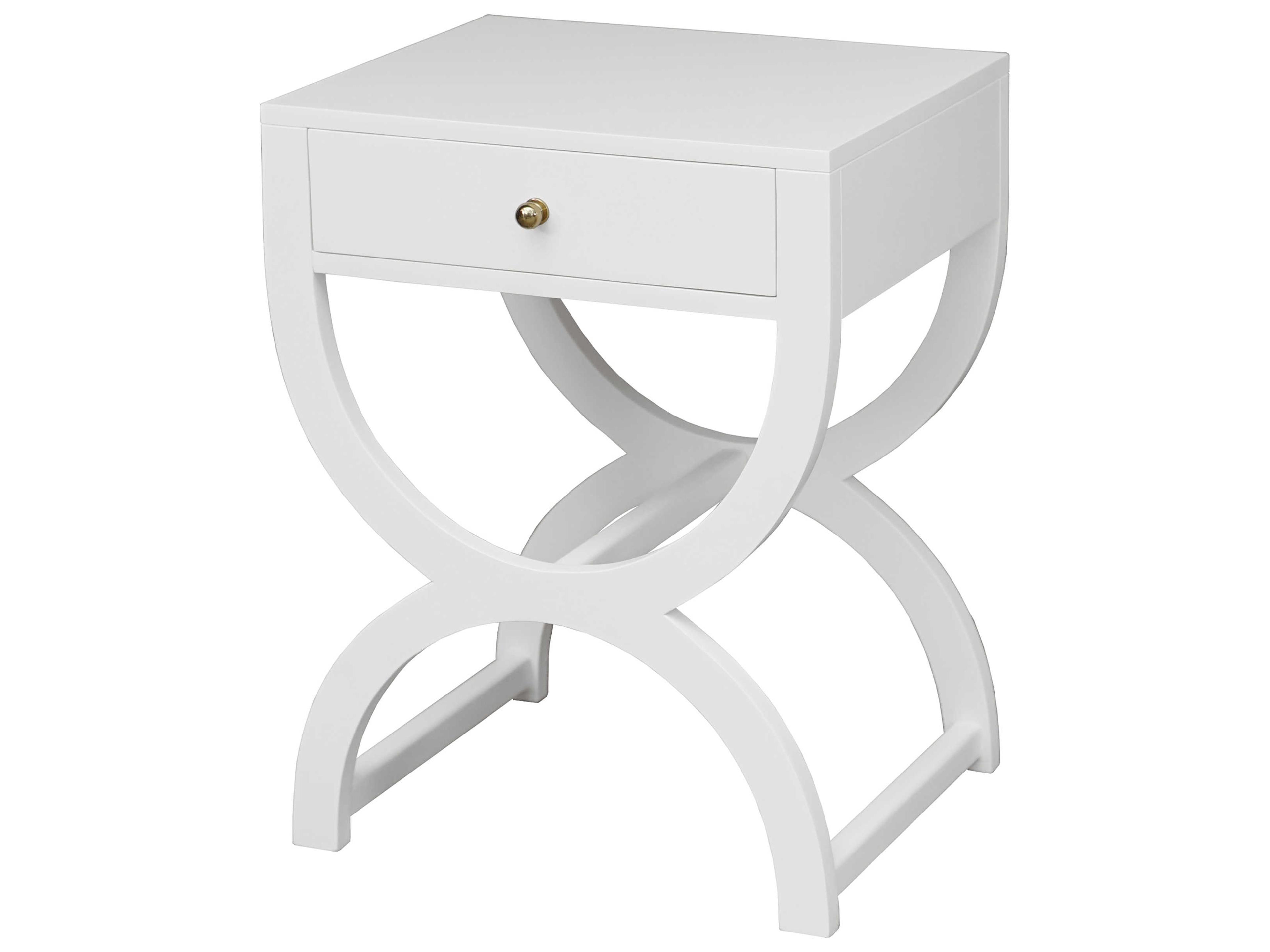 Rectangular Wood White Lacquer End Table