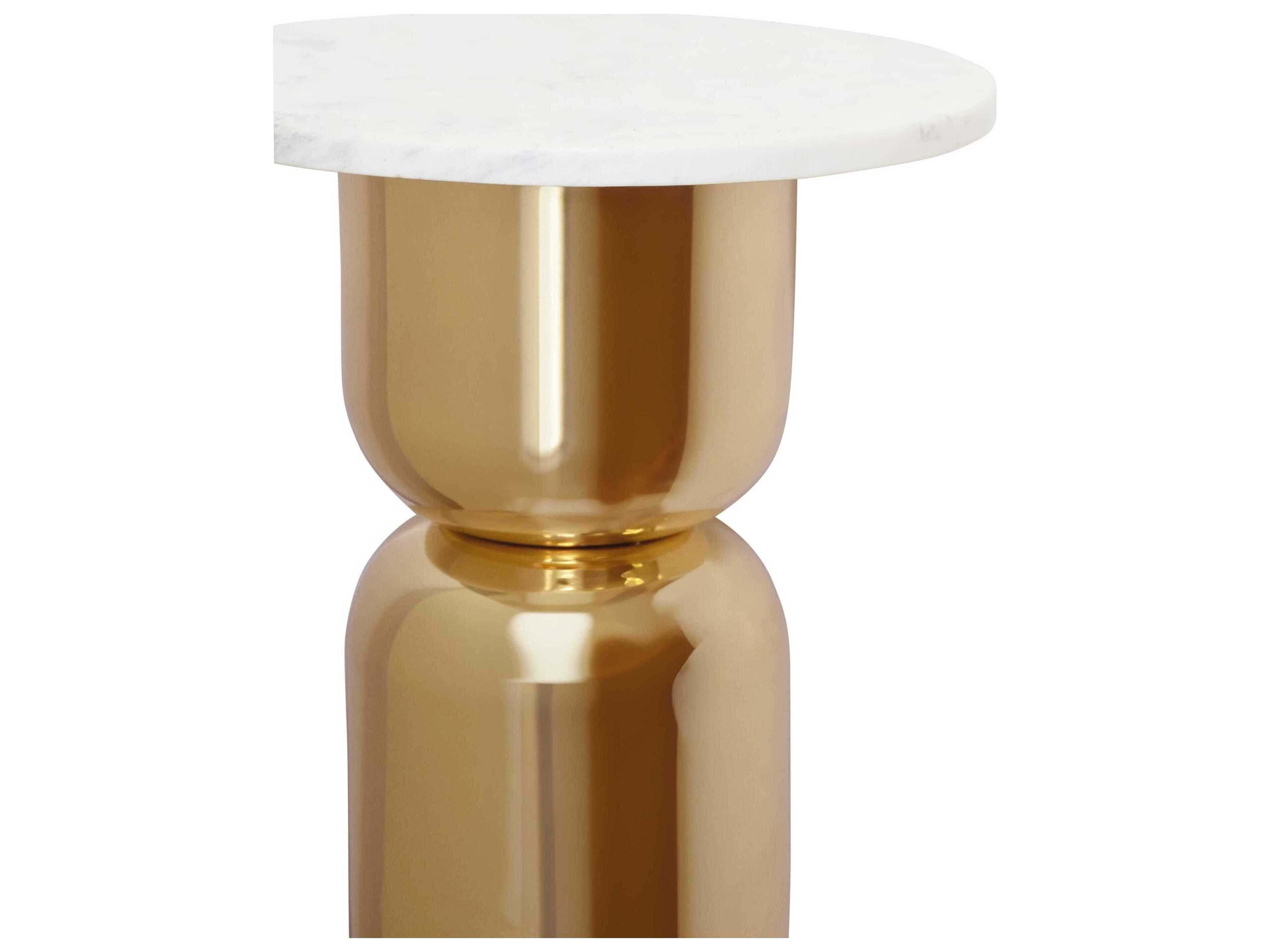 Worlds Away Round Marble End Table