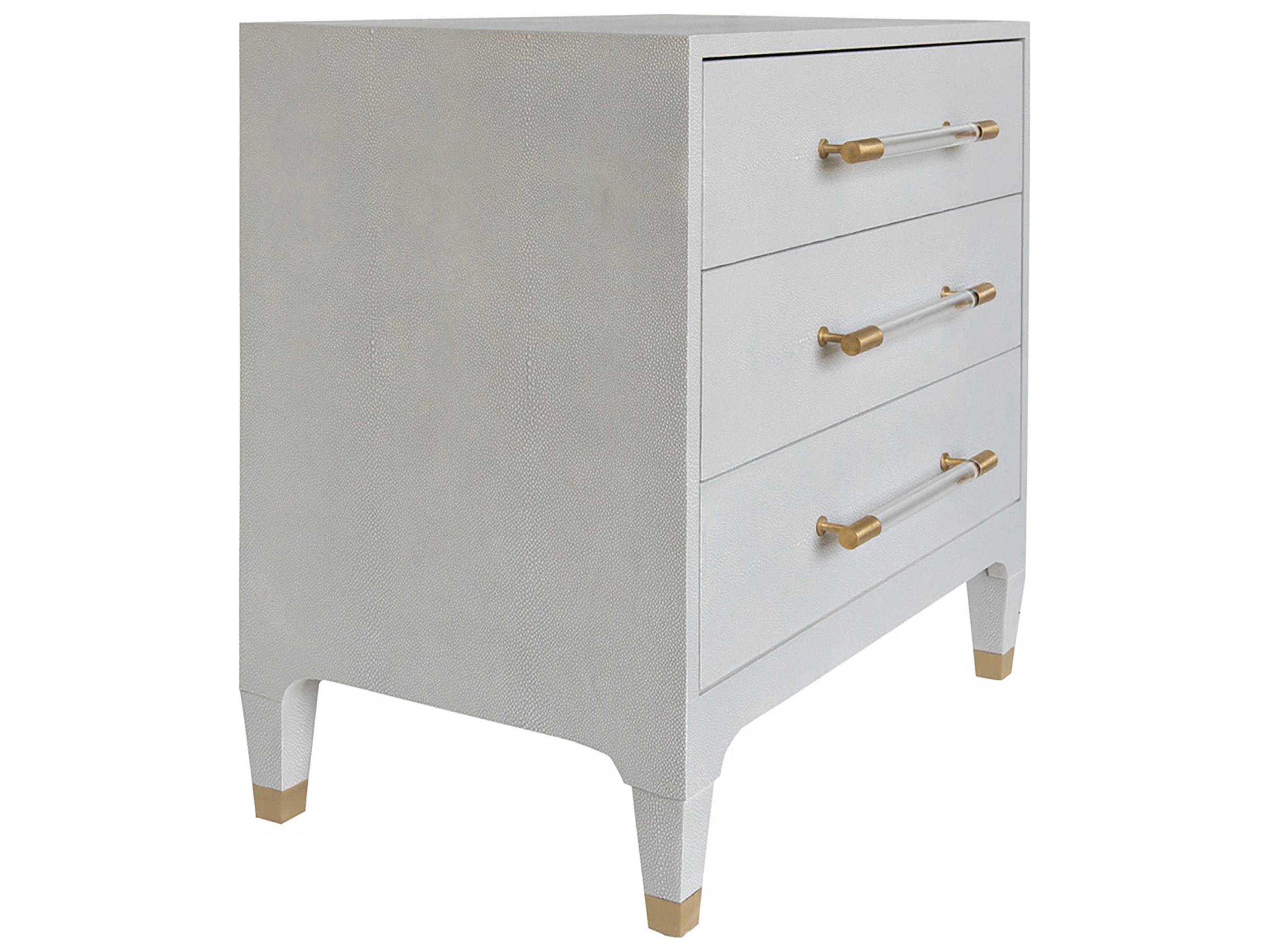 Worlds Away 3-Drawers Gray Hardwood Nightstand