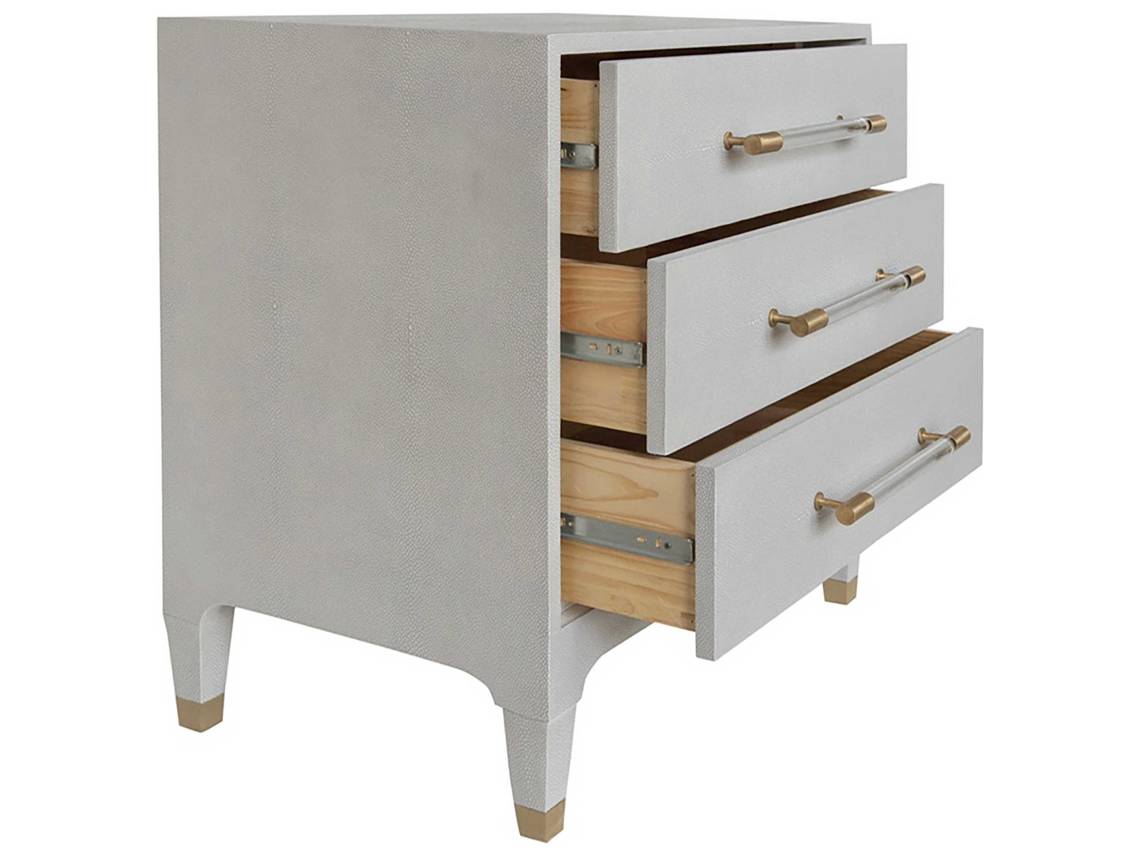 Worlds Away 3-Drawers Gray Hardwood Nightstand