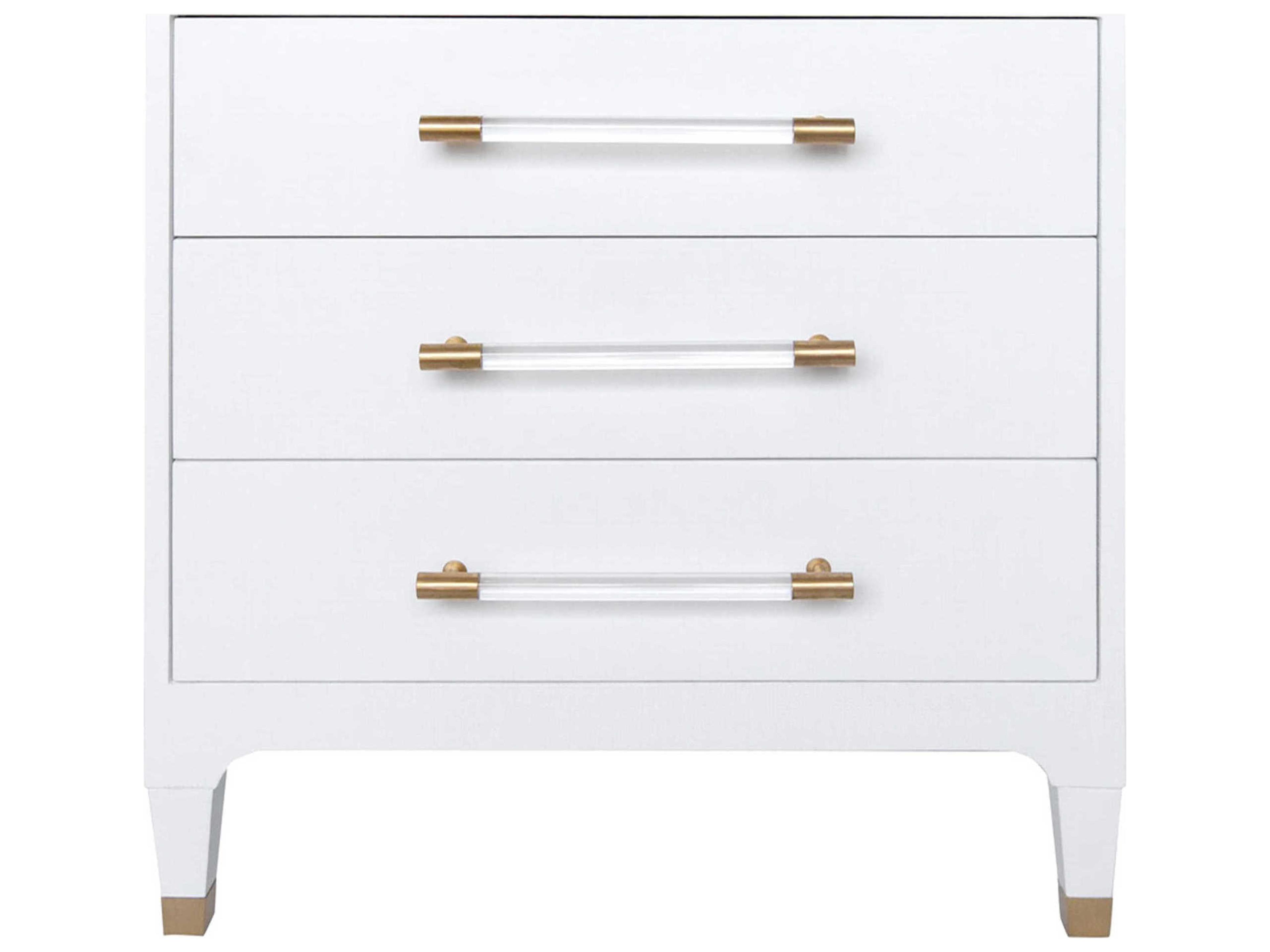 Amber 3-Drawer Side Table in Textured White Linen