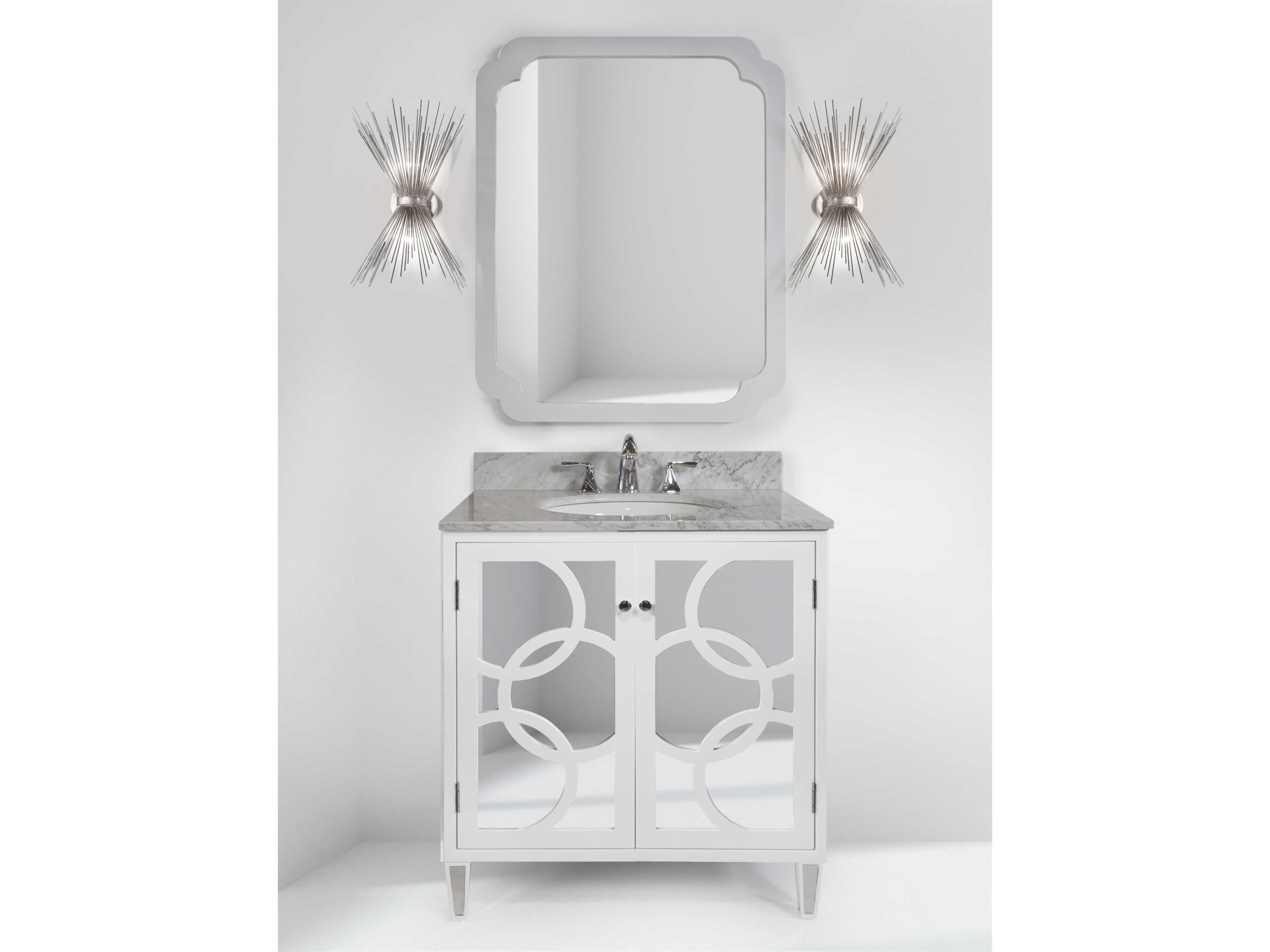 Worlds Away White Lacquer Rectangular Wall Mirror