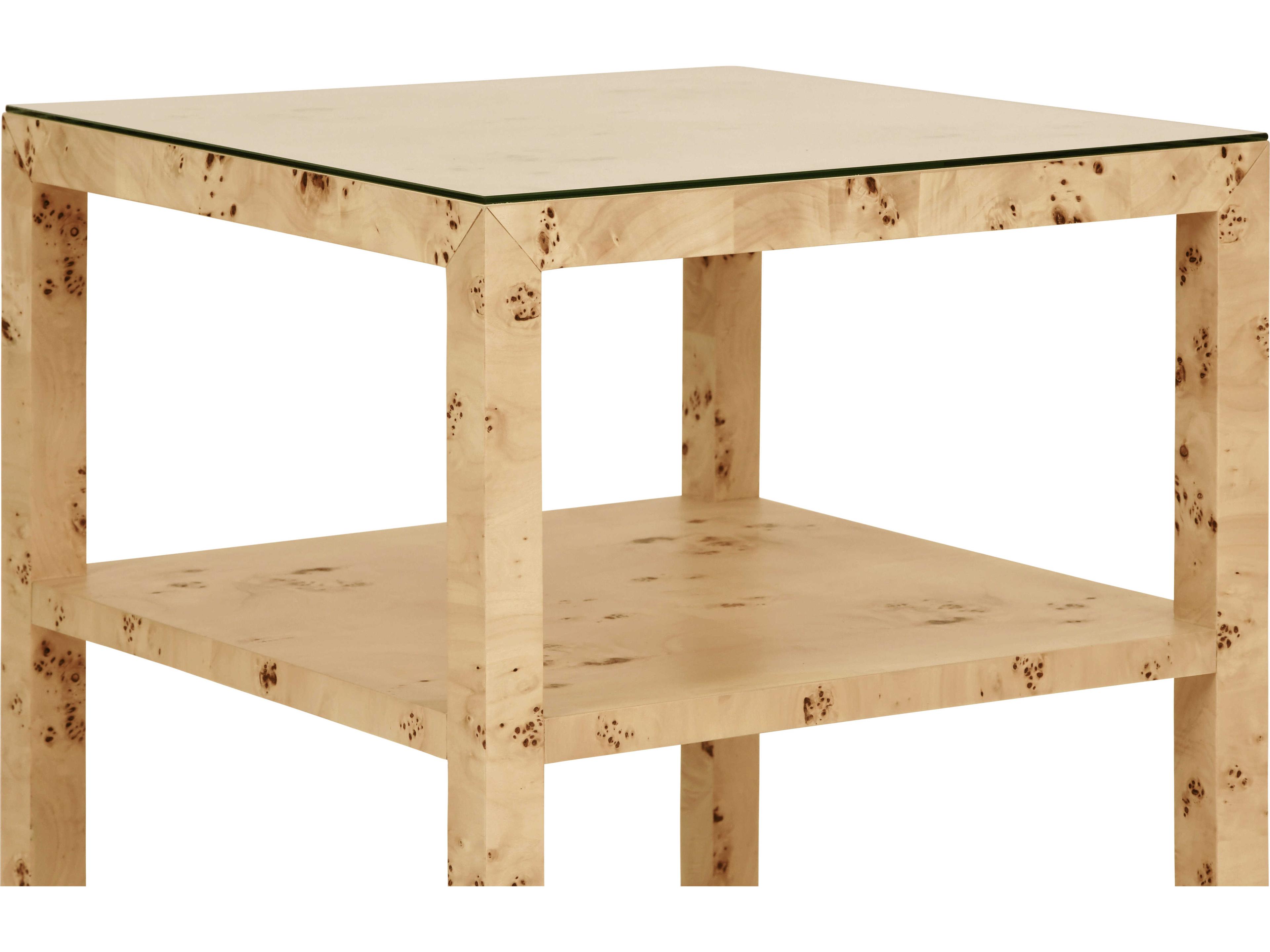 Worlds Away Amie Square Wood Brown End Table