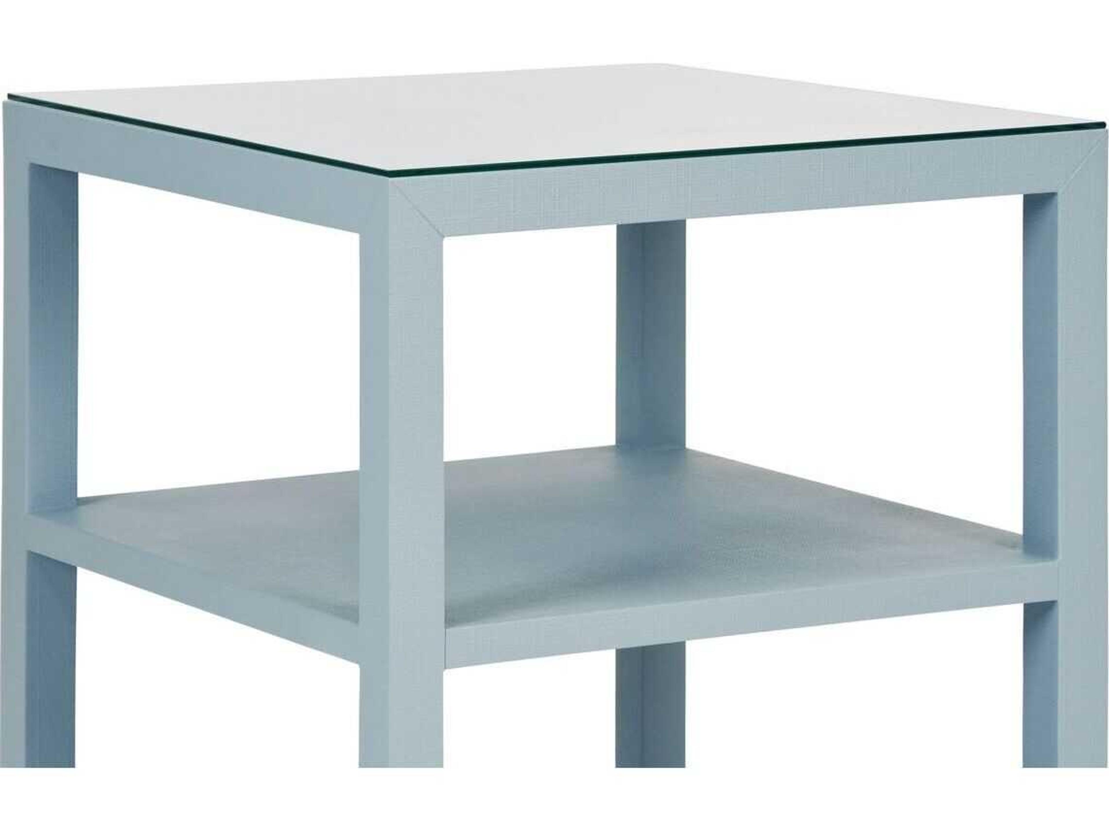 Worlds Away Amie Square Wood Blue End Table
