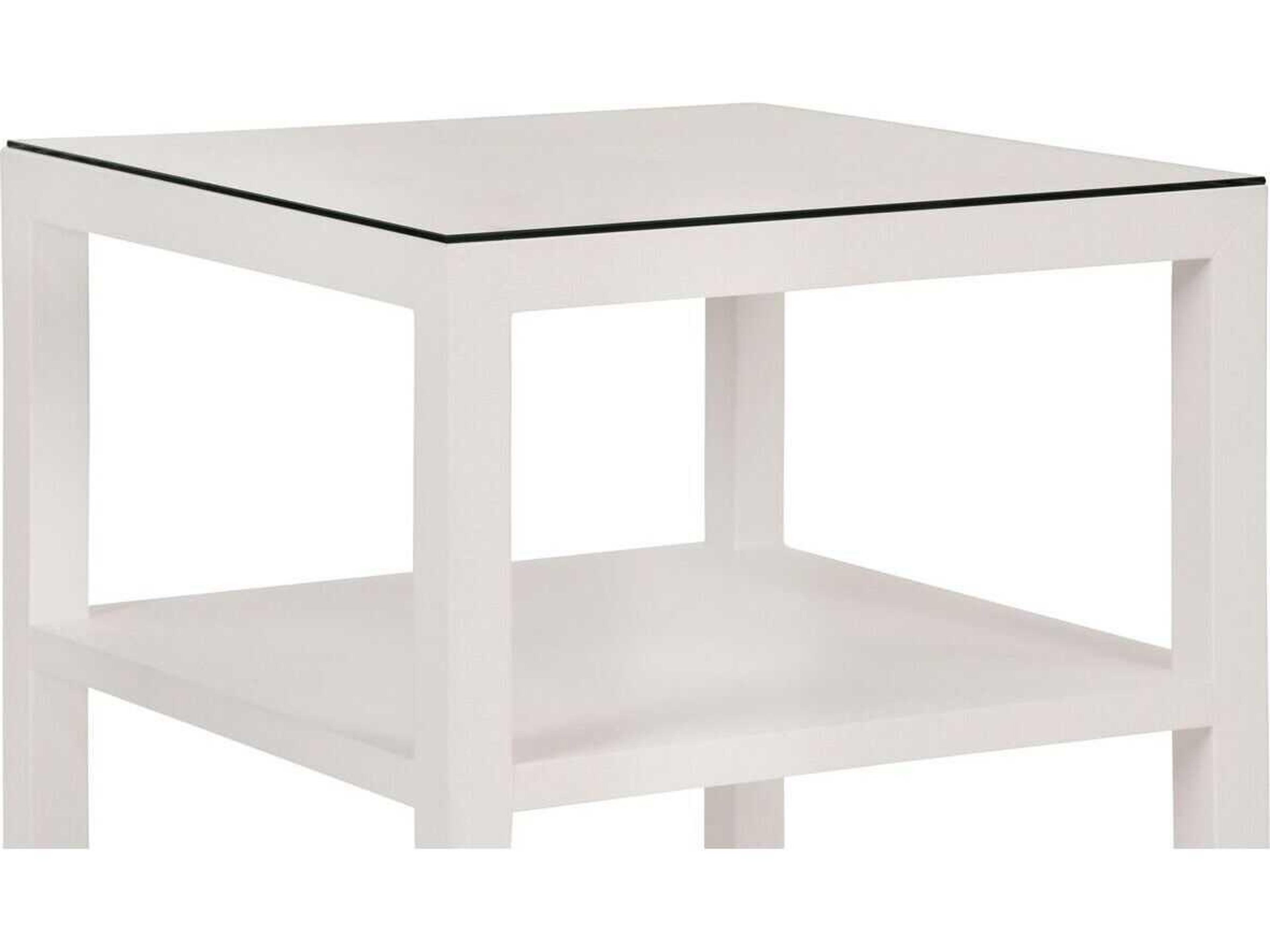 Worlds Away Amie Square Wood White End Table