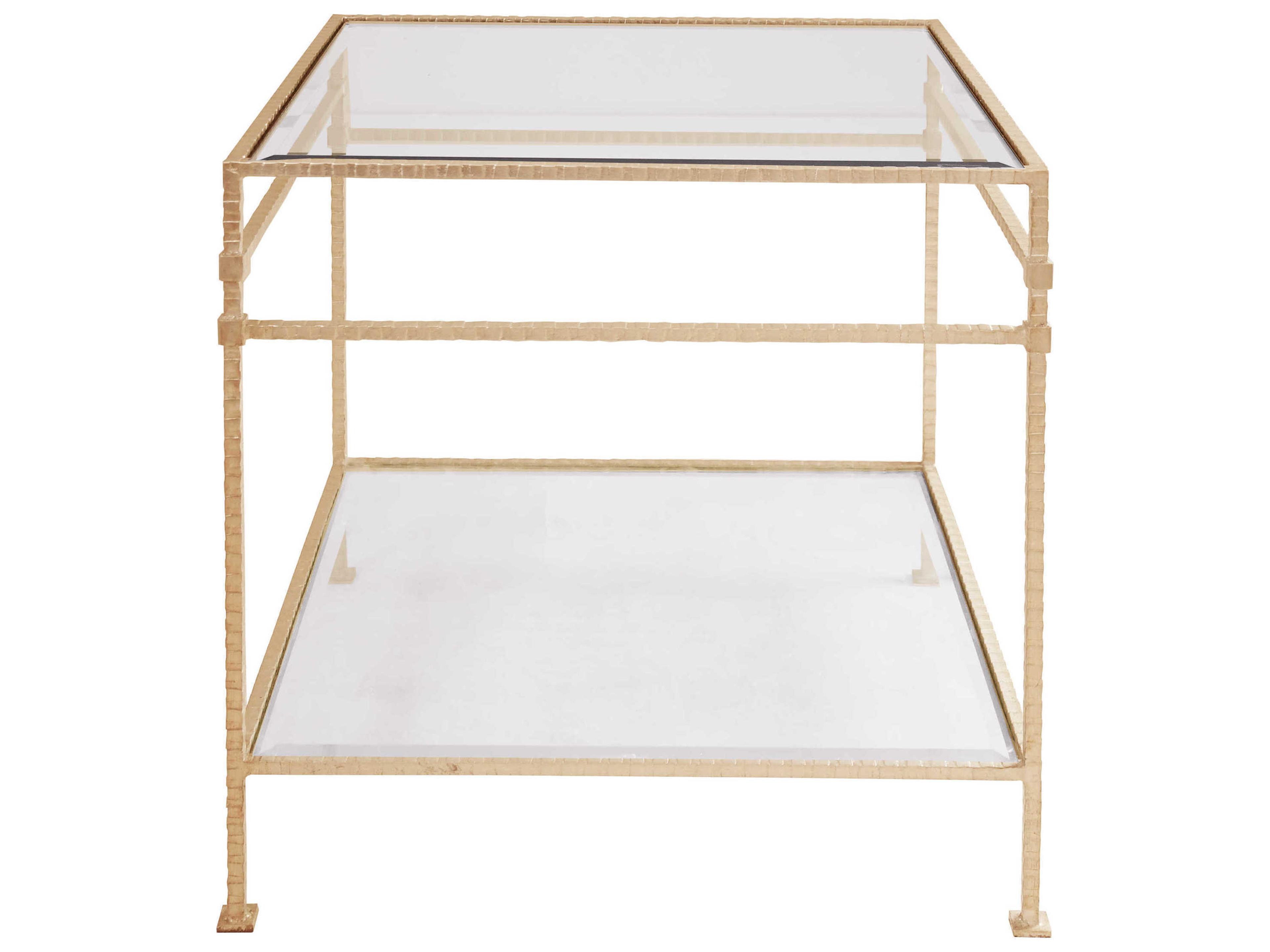 Worlds Away Square Glass Gold Leaf End Table