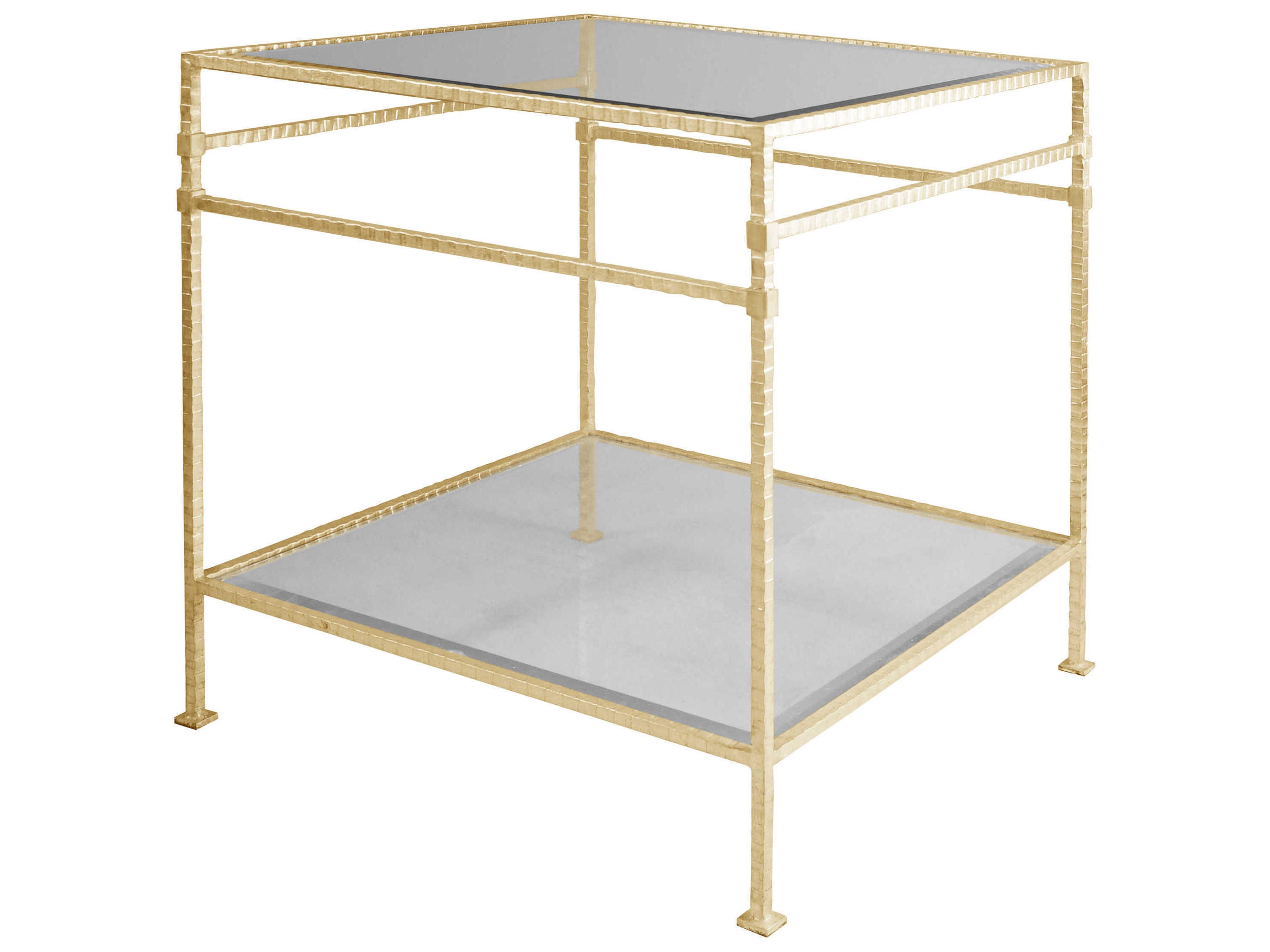 Worlds Away Square Glass Gold Leaf End Table