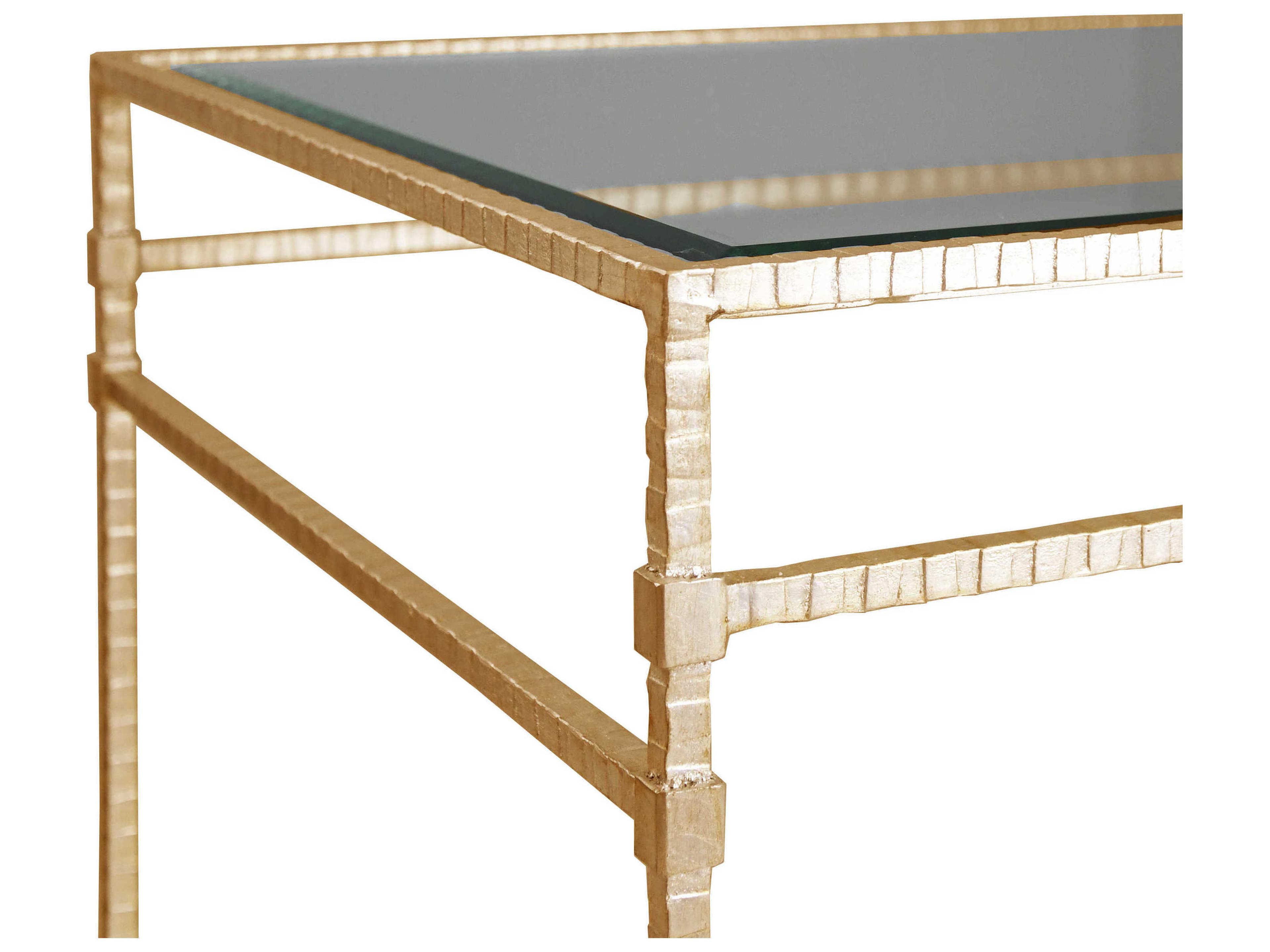 Worlds Away Square Glass Gold Leaf End Table